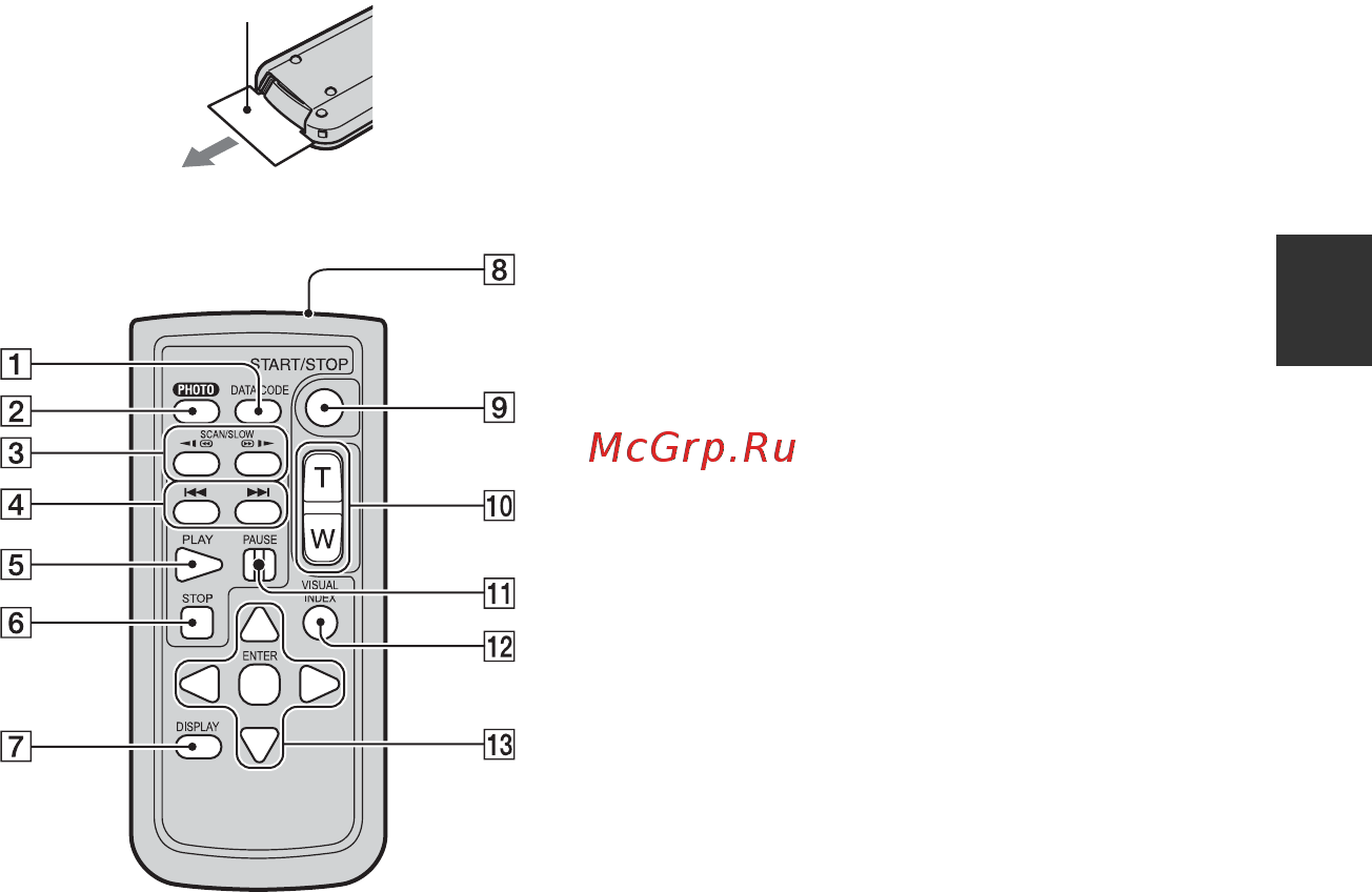 Sony DCR-DVD404E [191/300] Пульт дистанционного управления