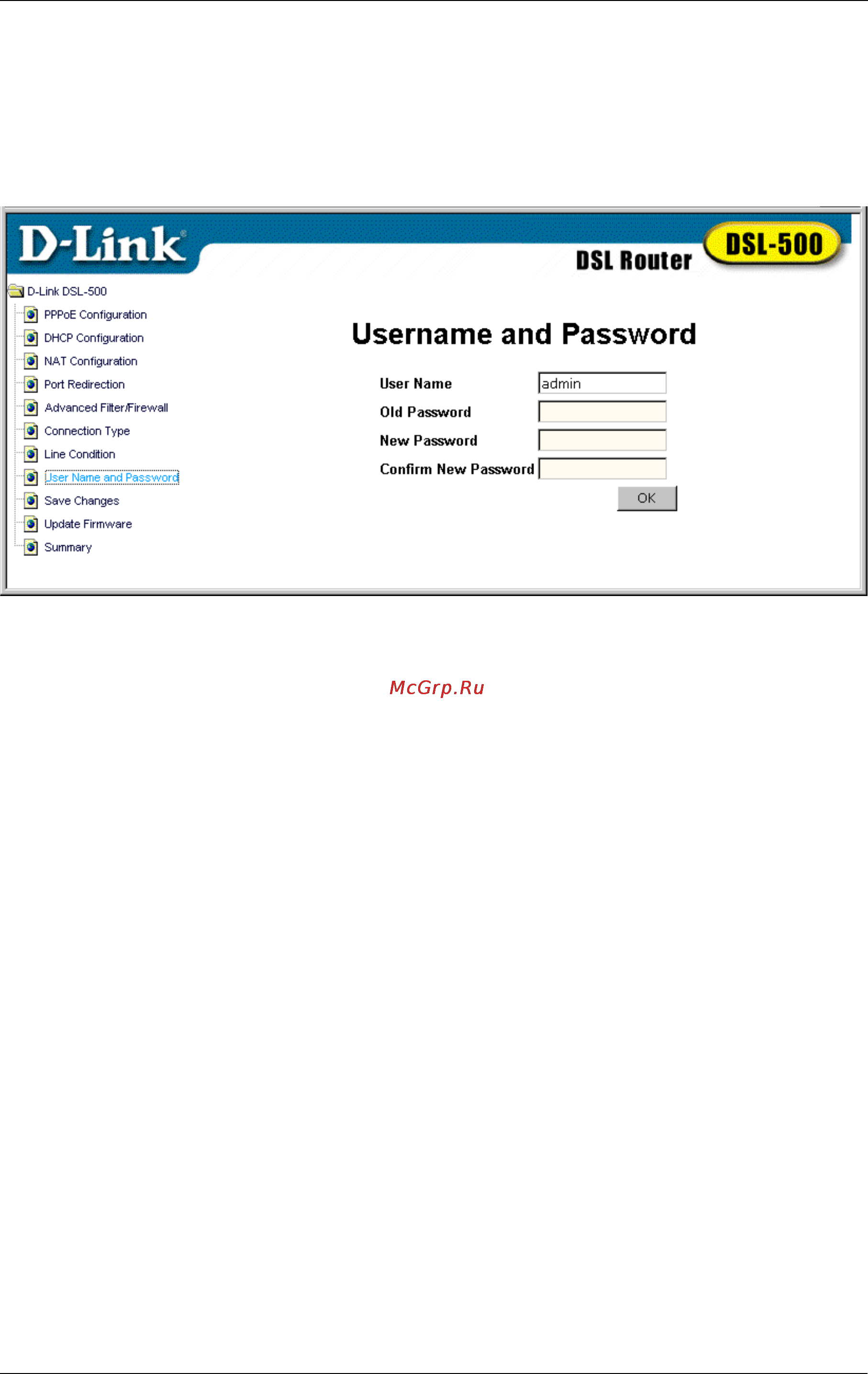 D-Link DSL-500 [37/73] Change user name and password