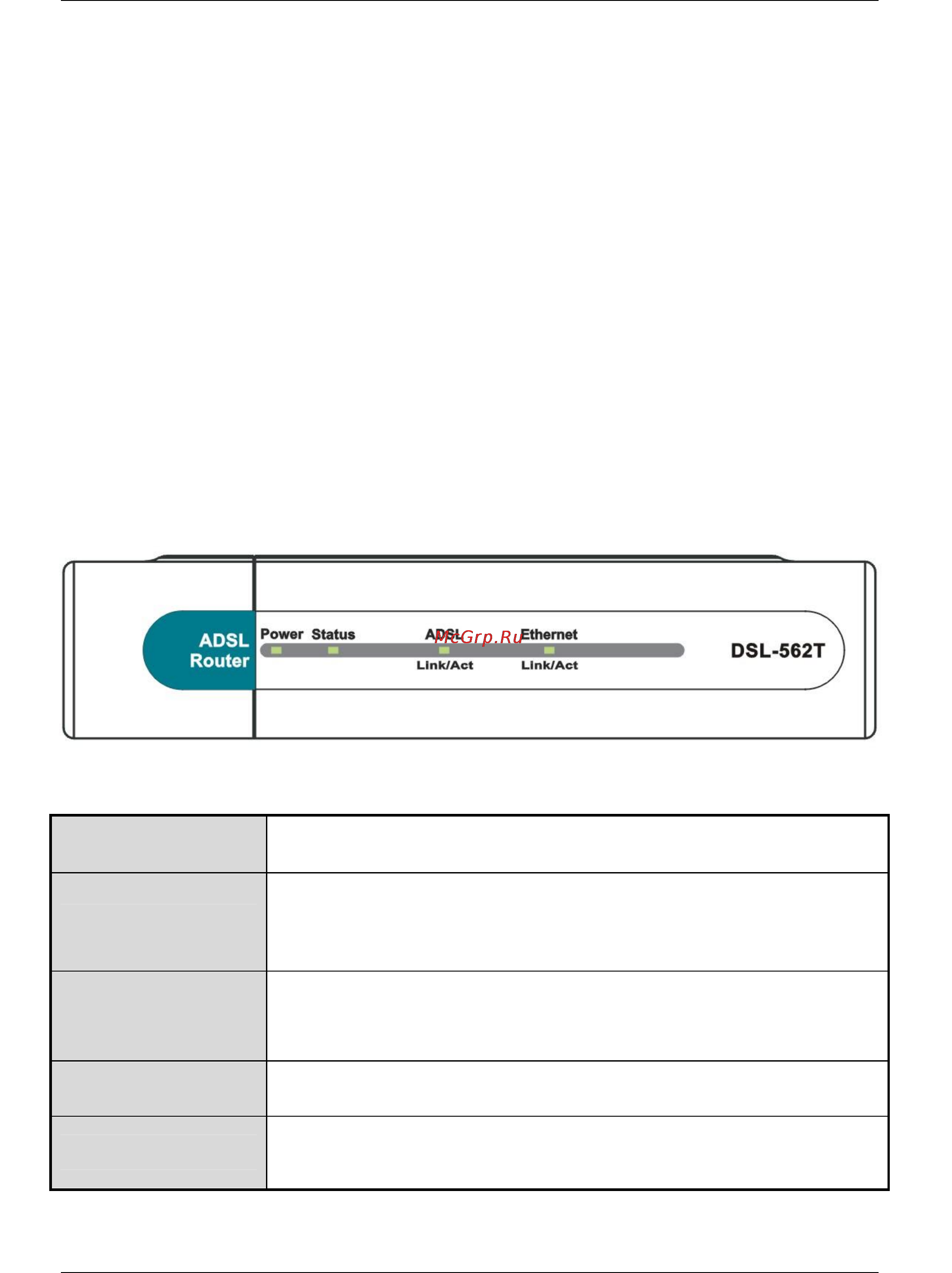 D-Link DSL-562T [18/89] Front panel display
