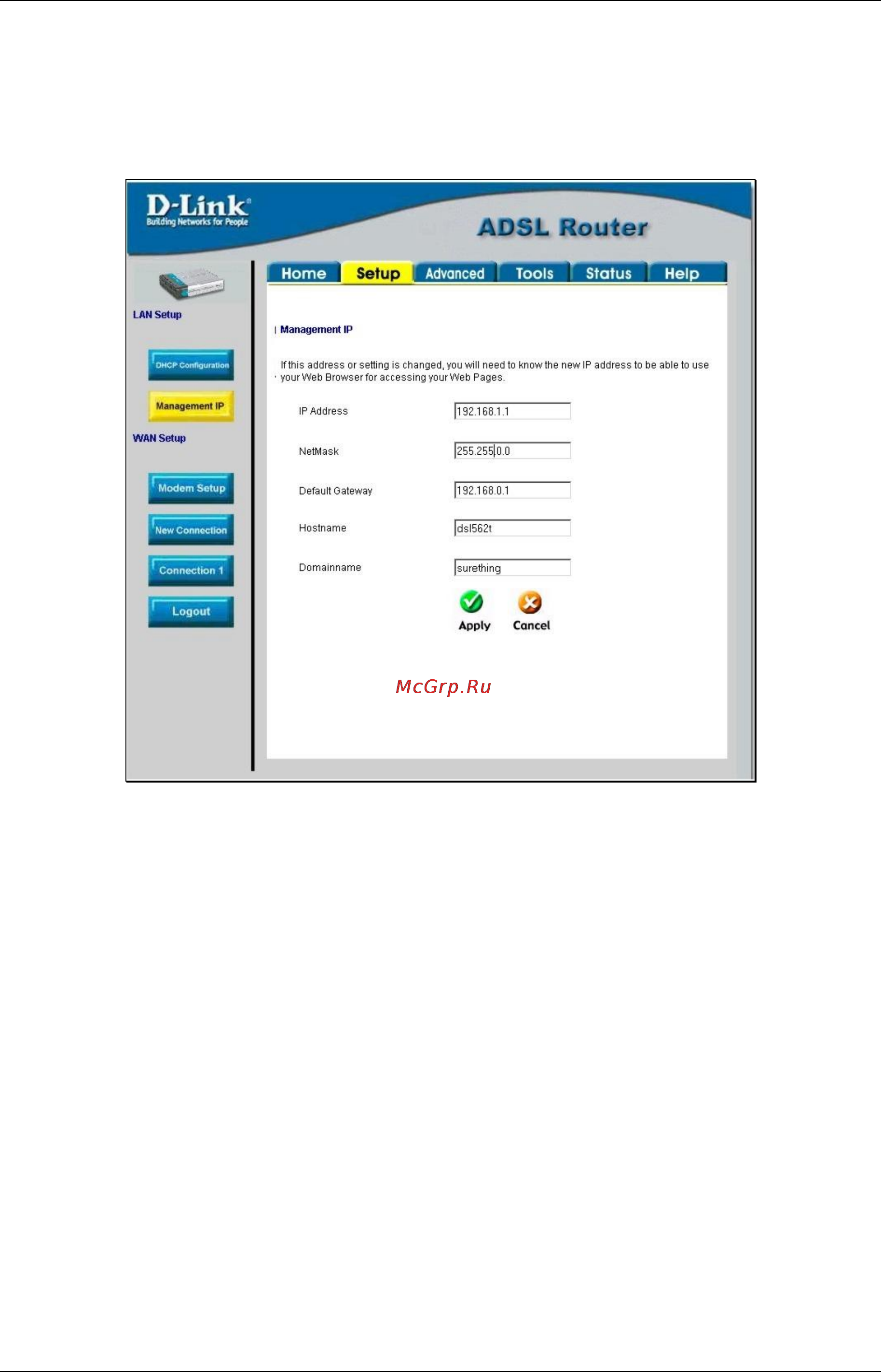 D-Link DSL-562T [45/89] Management ip