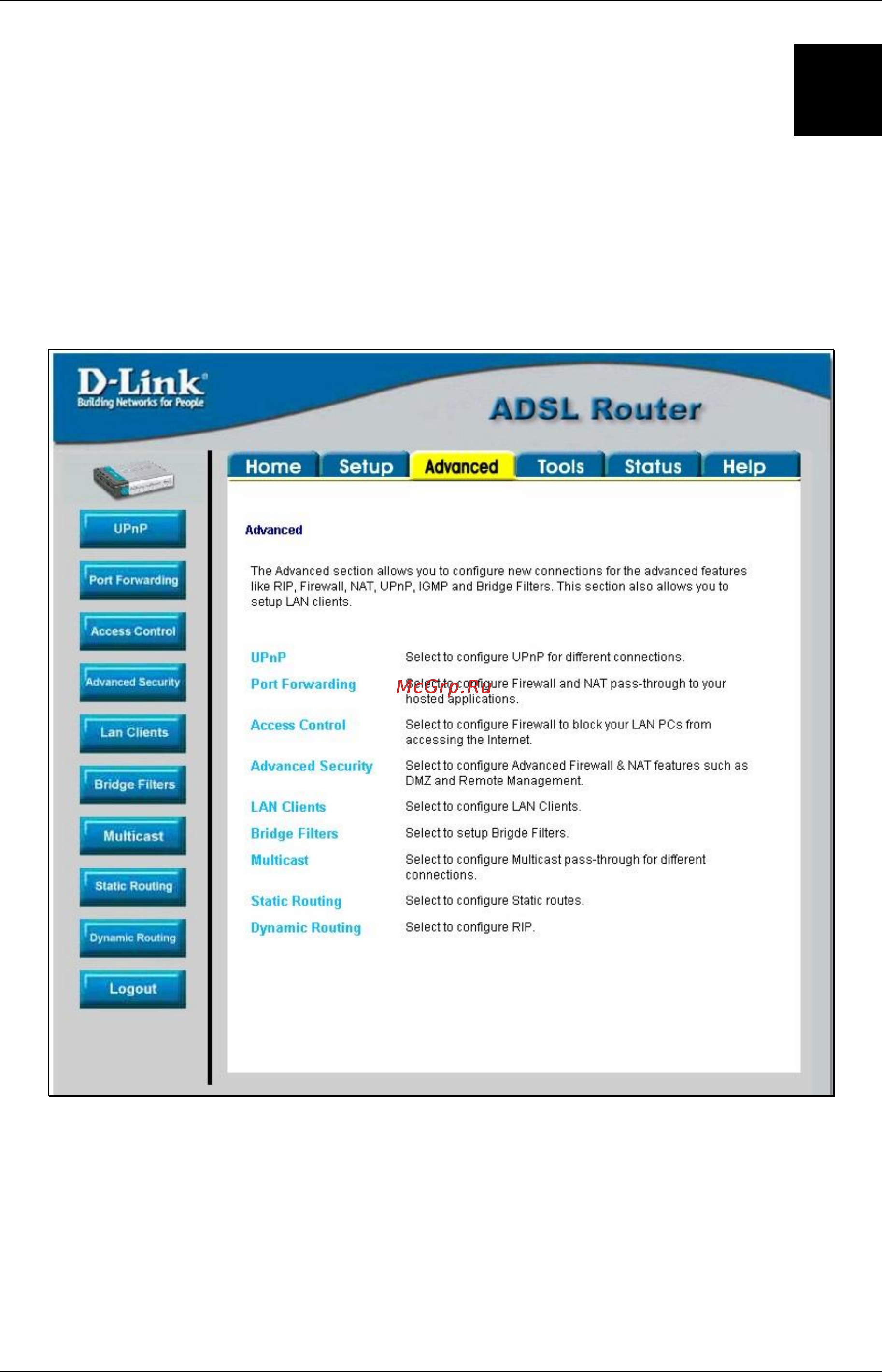 D-Link DSL-562T [48/89] Advanced router management