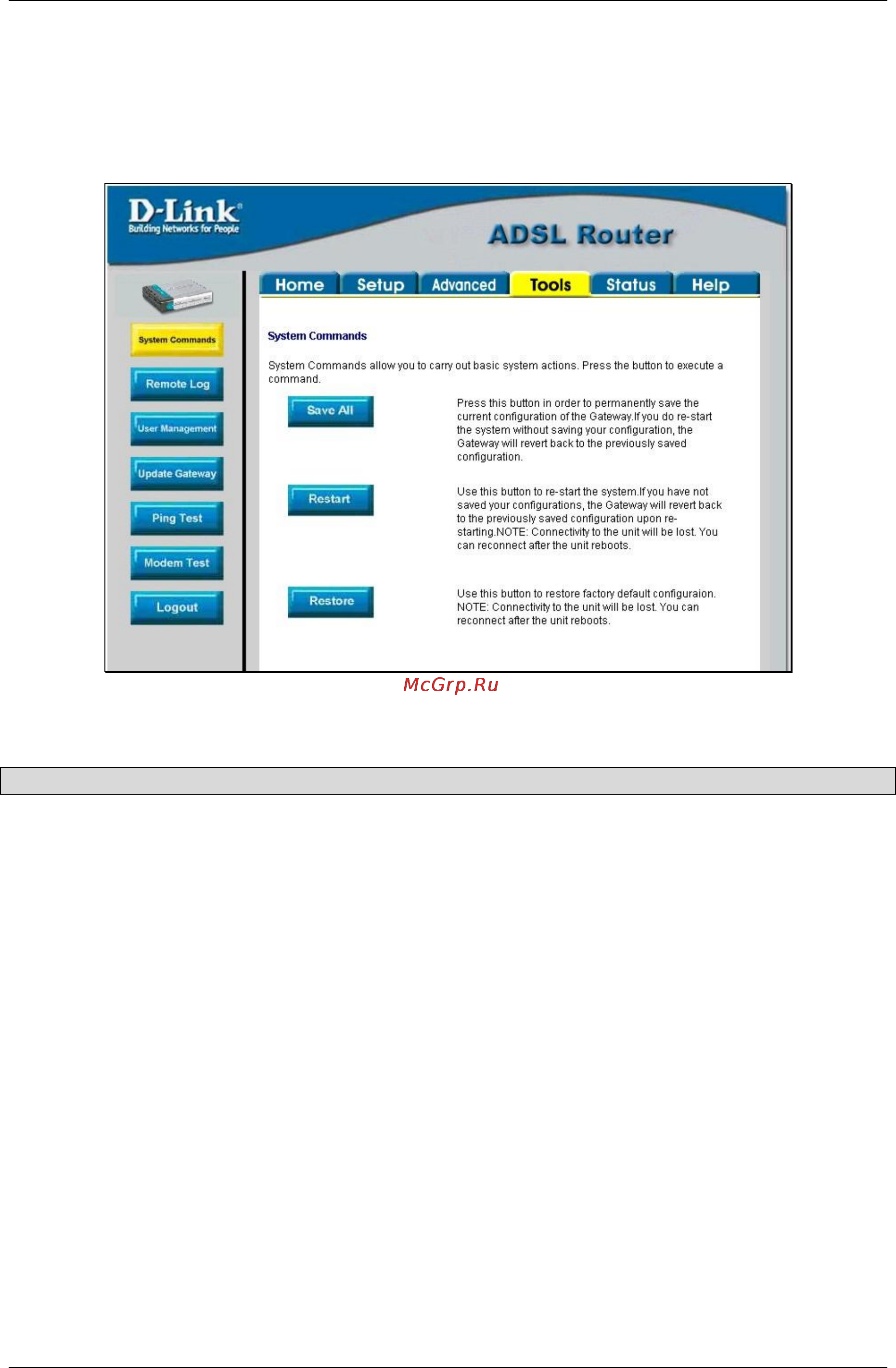 D-Link DSL-562T [65/89] System commands