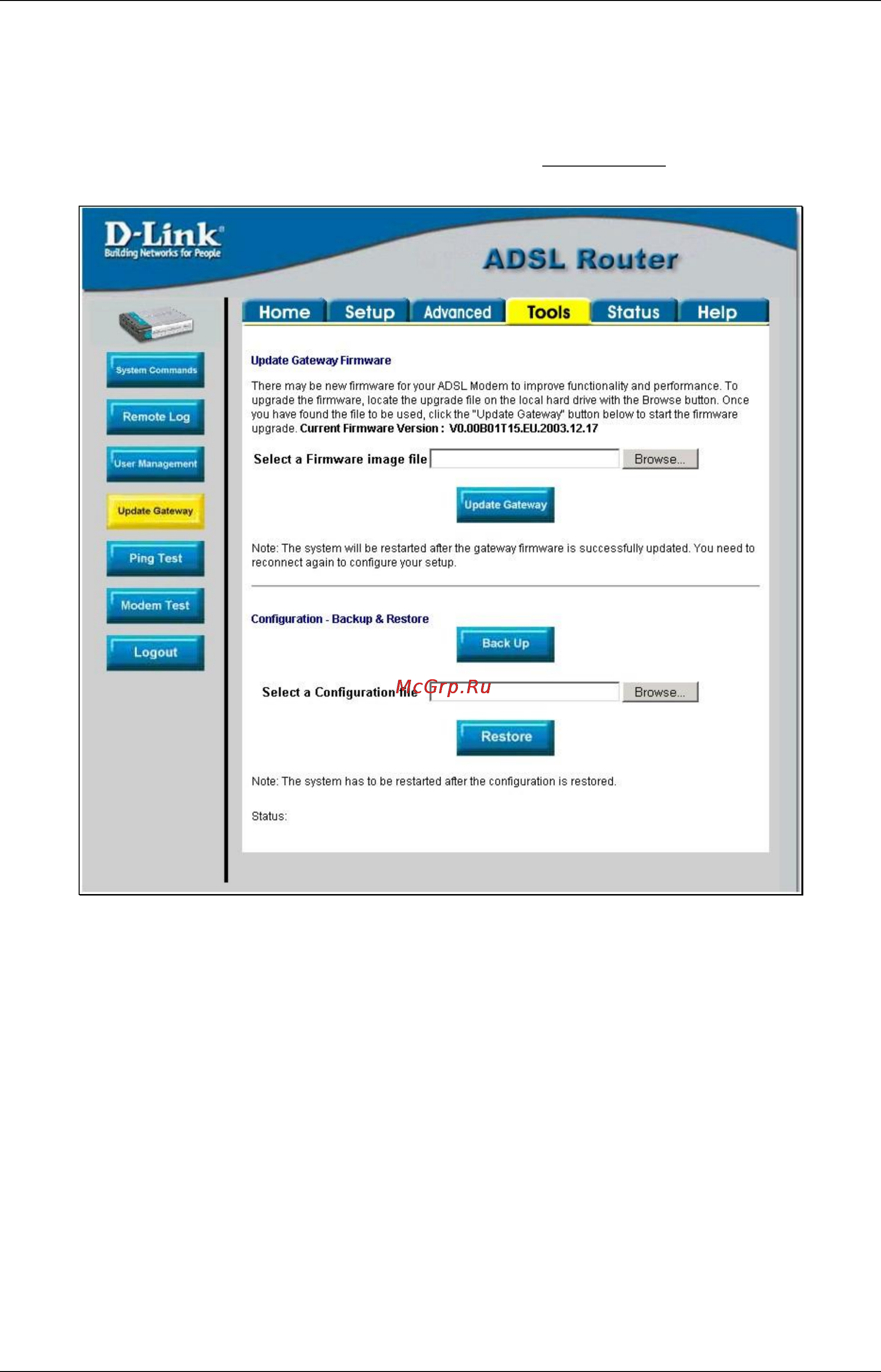D-Link DSL-562T [67/89] Update gateway
