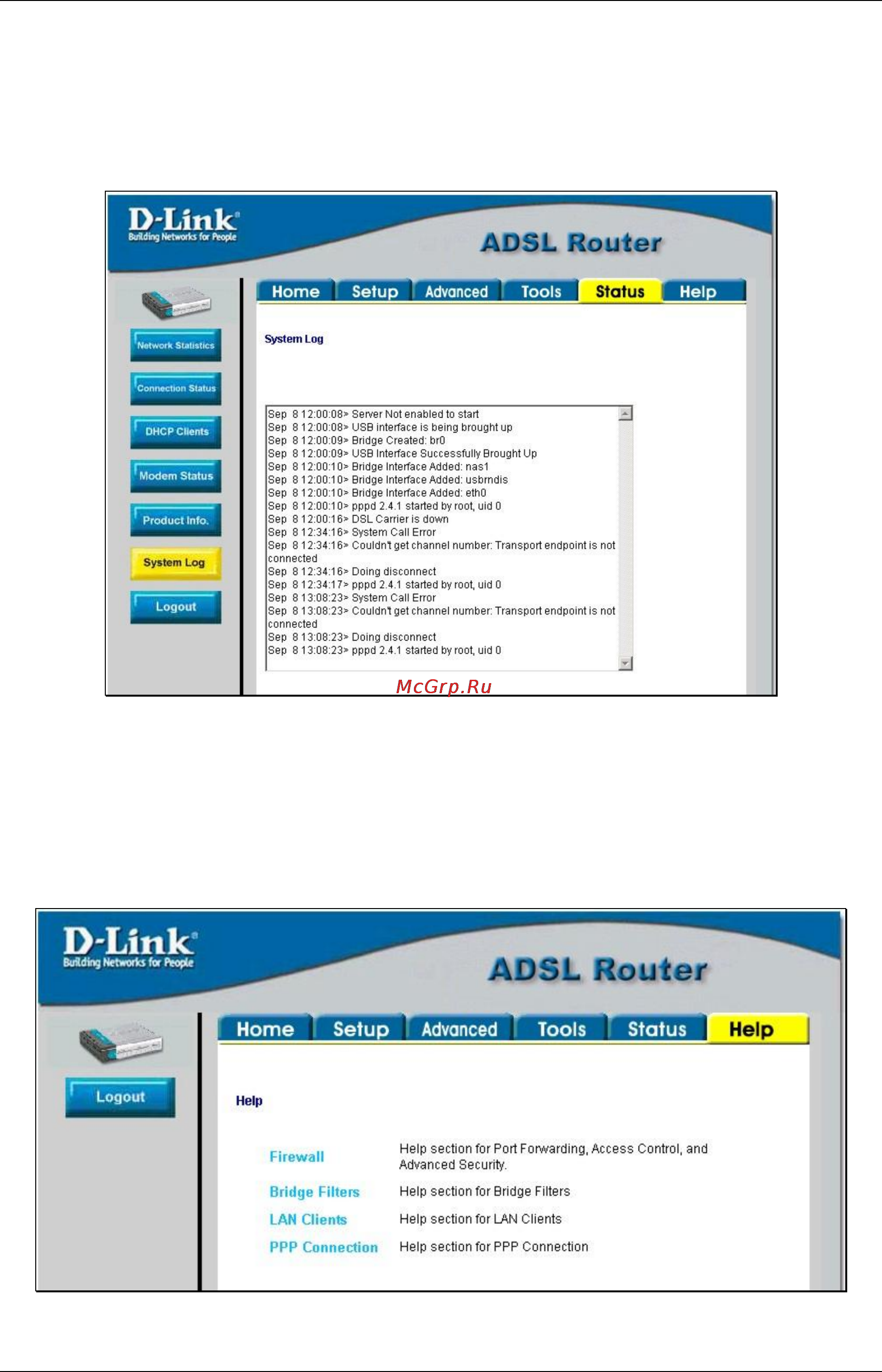 D-Link DSL-562T [74/89] Help menu