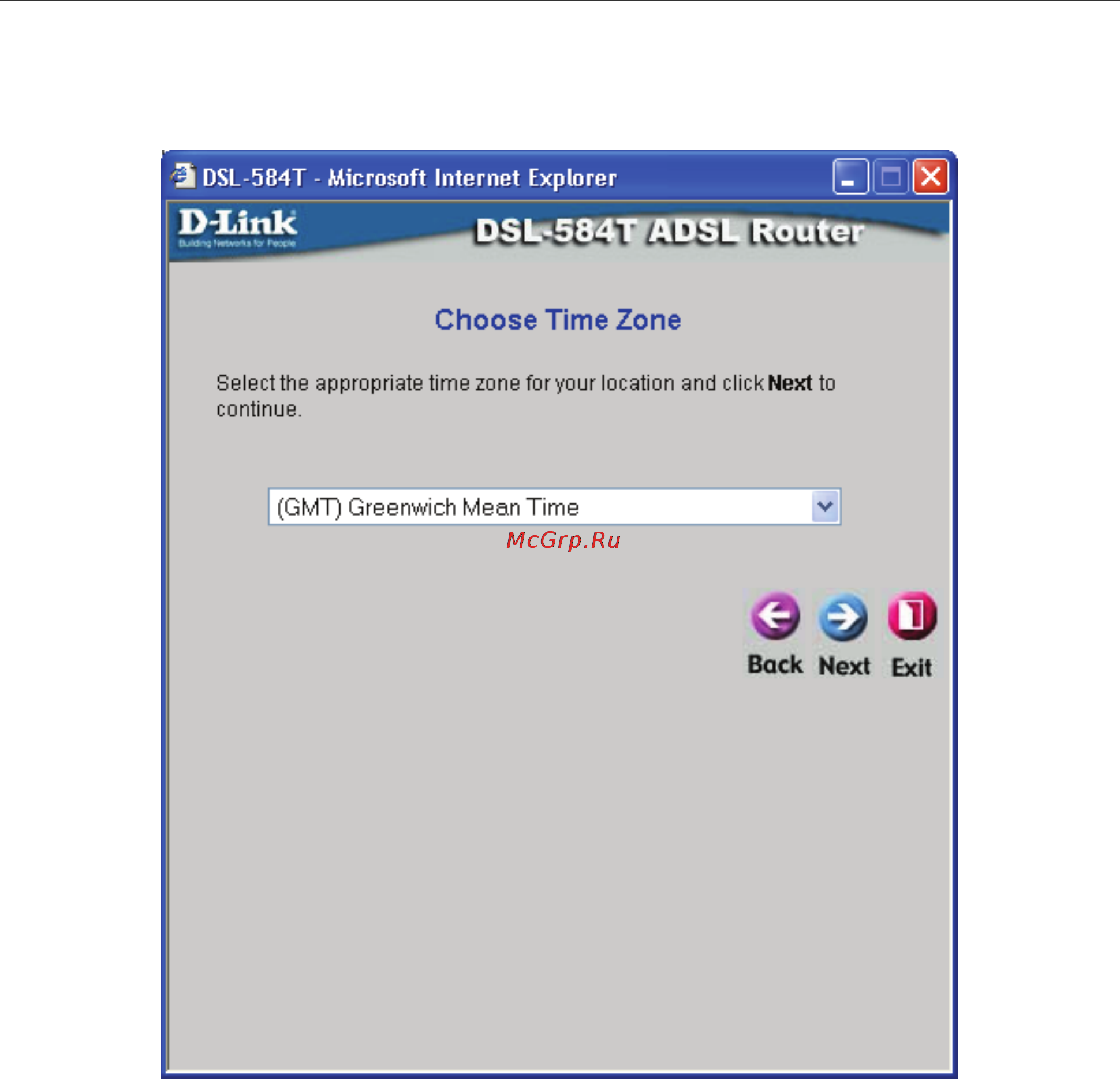 D-Link DSL-584T [21/101] Using the setup wizard choose time zone