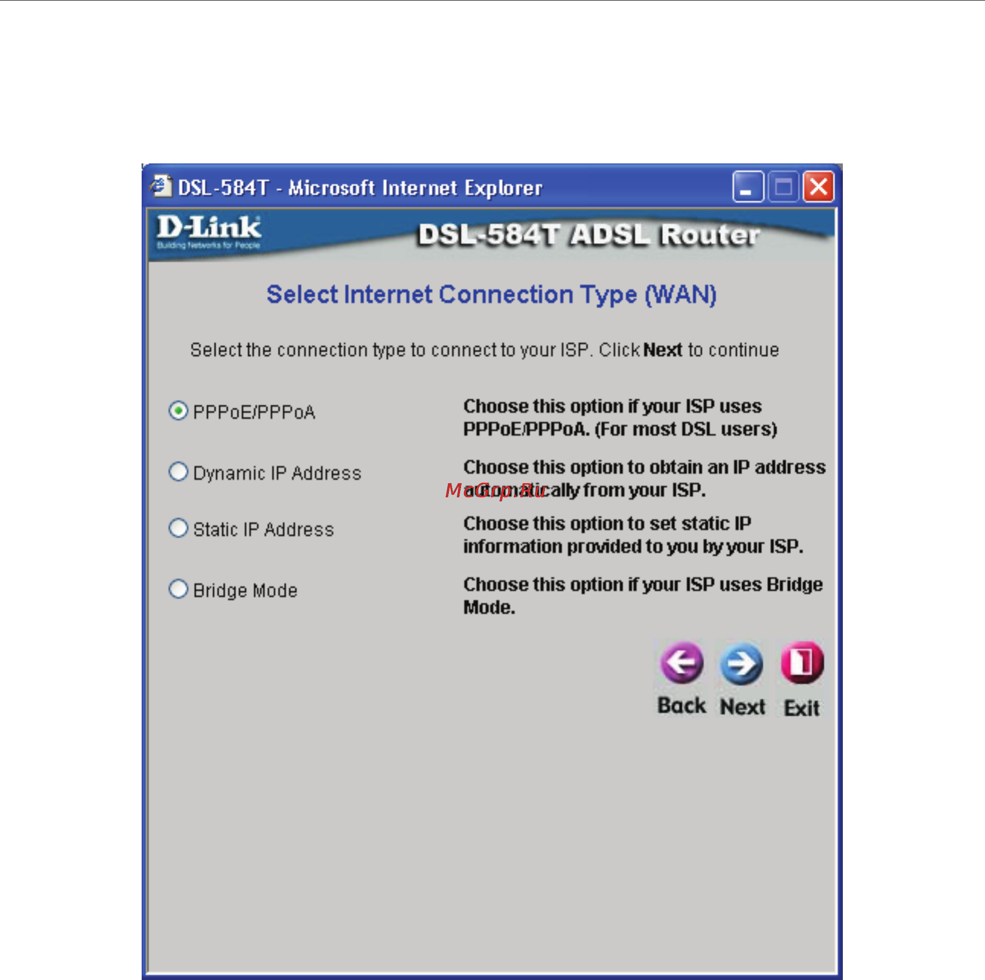D-Link DSL-584T [22/101] Using the setup wizard choose connection type