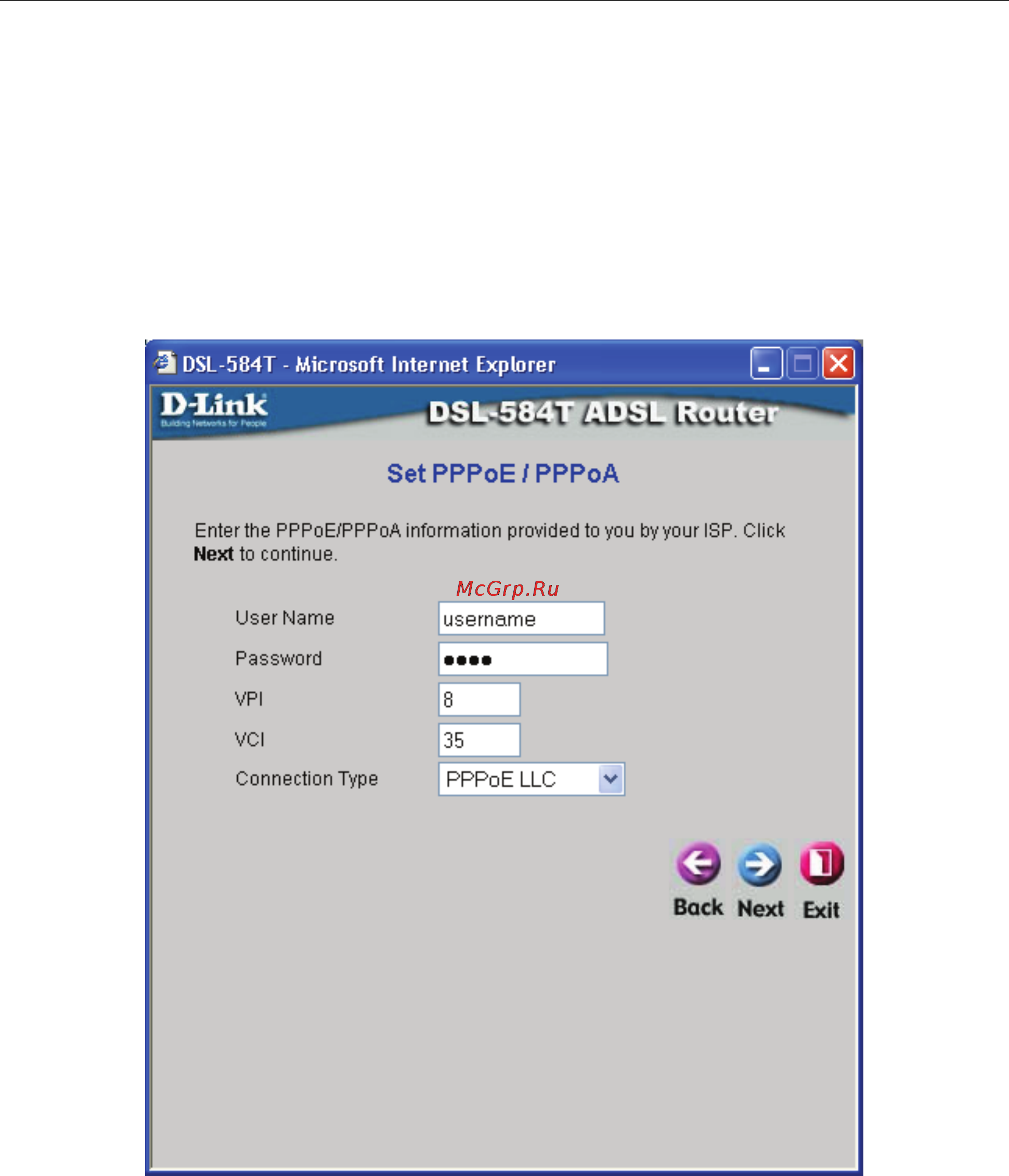 D-Link DSL-584T [23/101] Using the setup wizard for pppoe pppoa connections