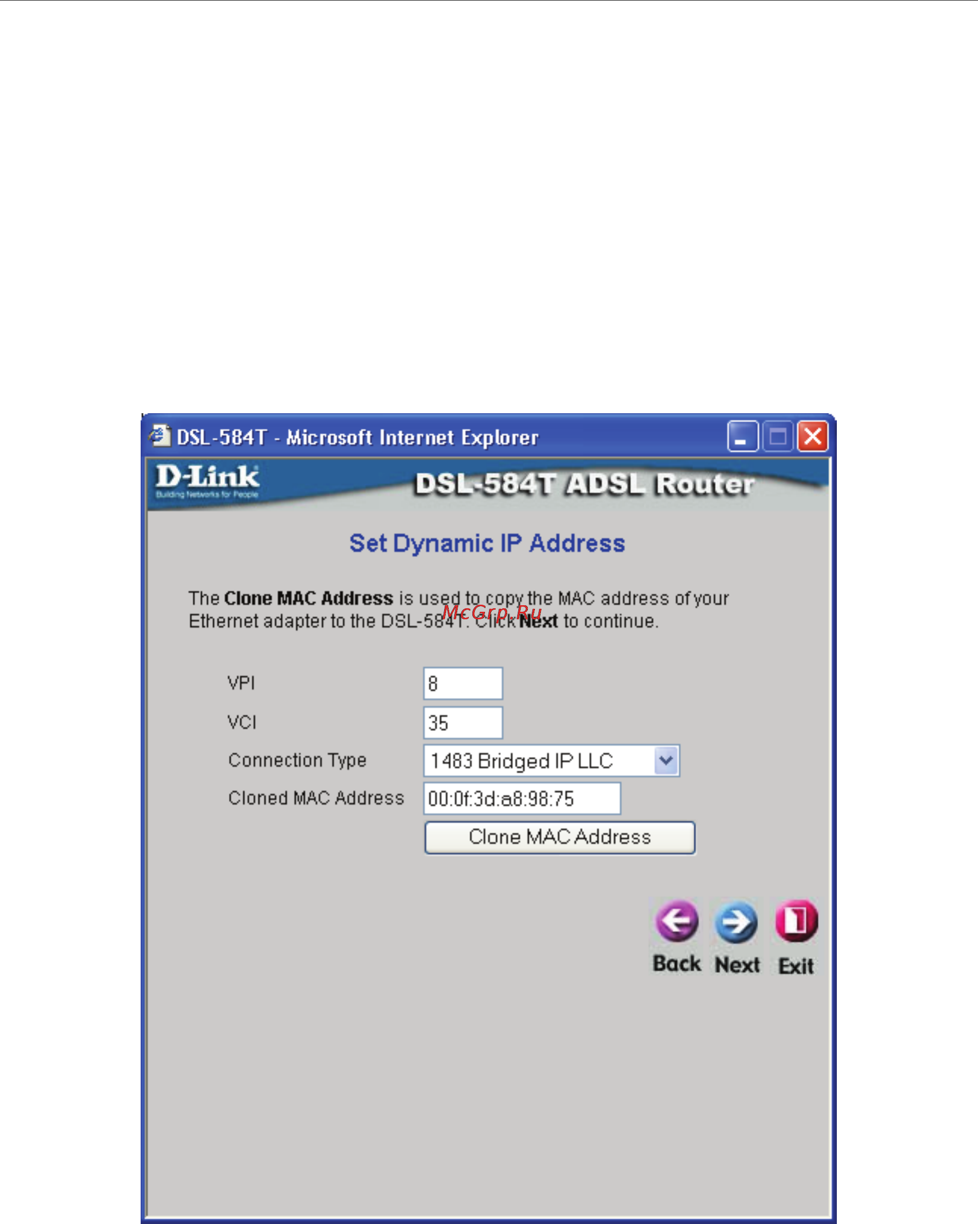 D-Link DSL-584T [24/101] Using the setup wizard for dynamic ip address connections