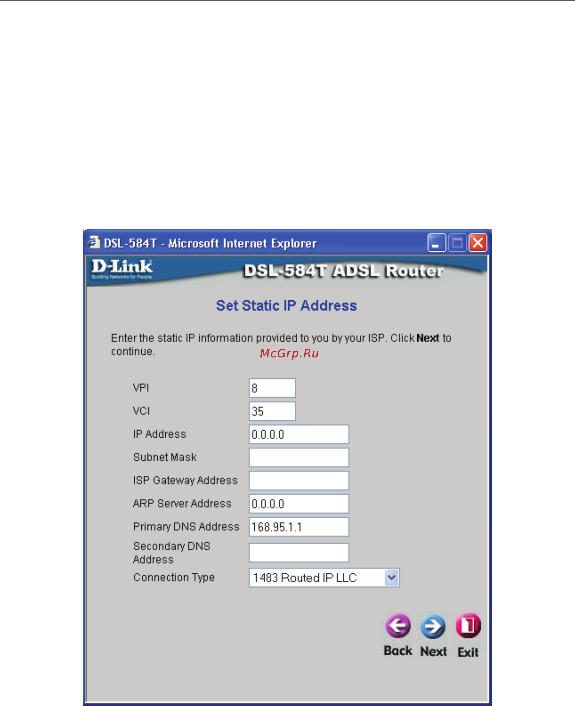 D-Link DSL-584T [25/101] Using the setup wizard for static ip address connections