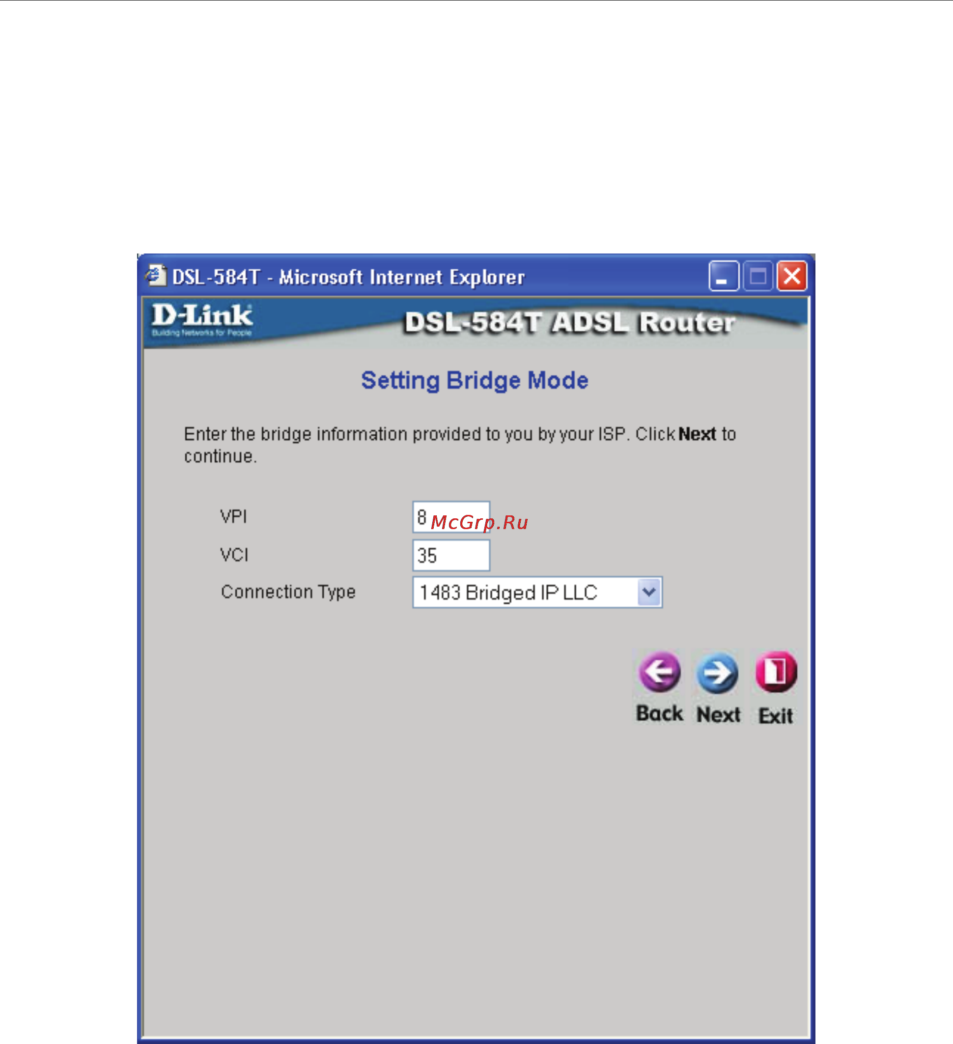 D-Link DSL-584T [26/101] Using the setup wizard for bridge mode connections