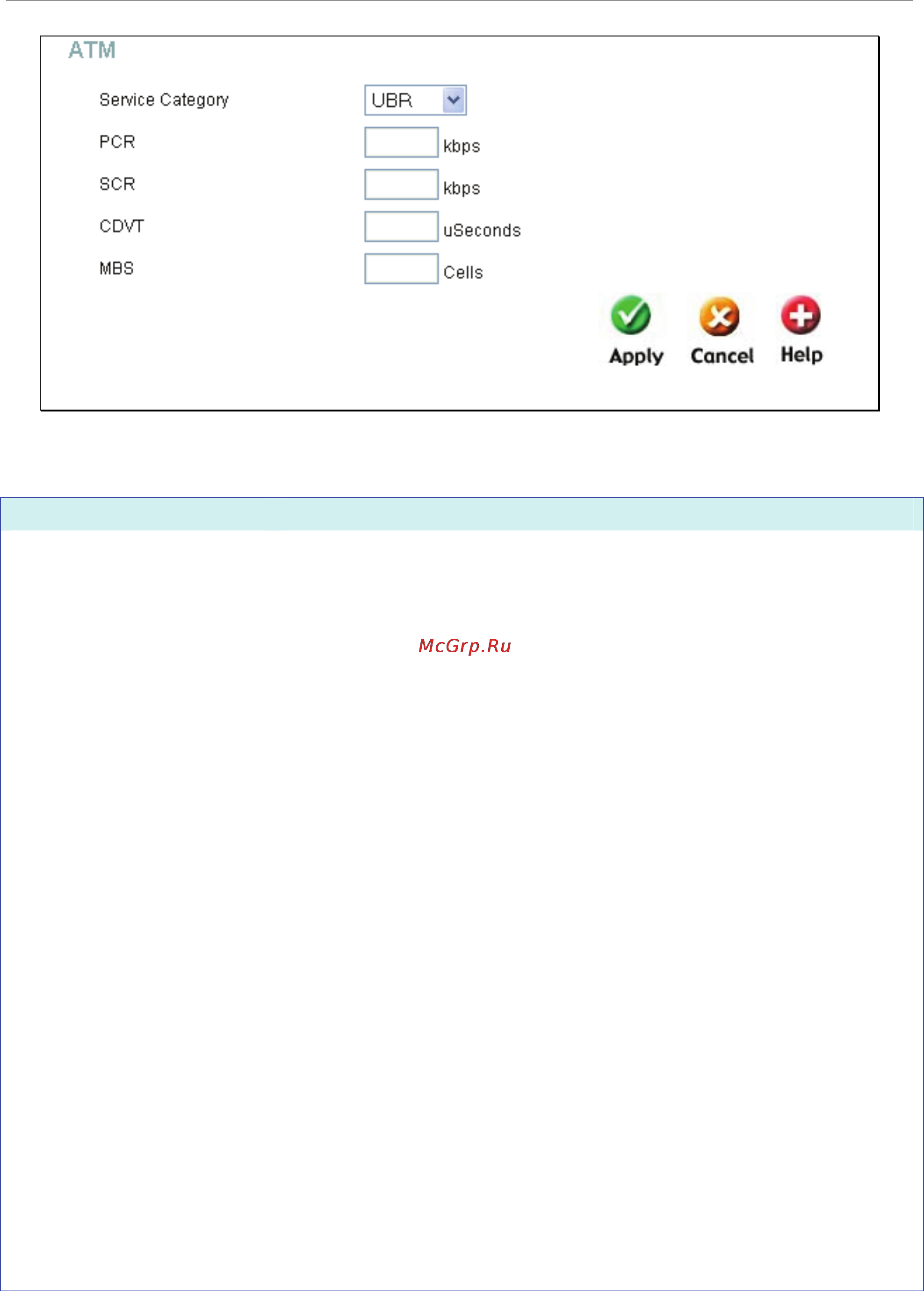 D-Link DSL-584T [40/101] Atm parameters description