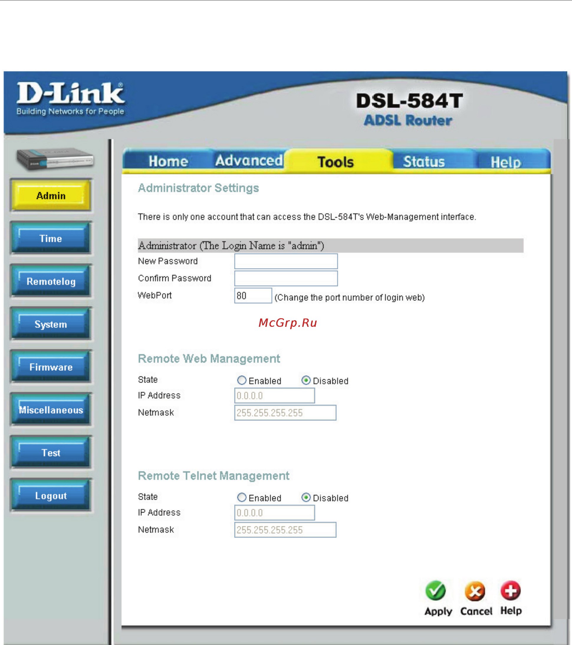 D-Link DSL-584T [76/101] Change system password
