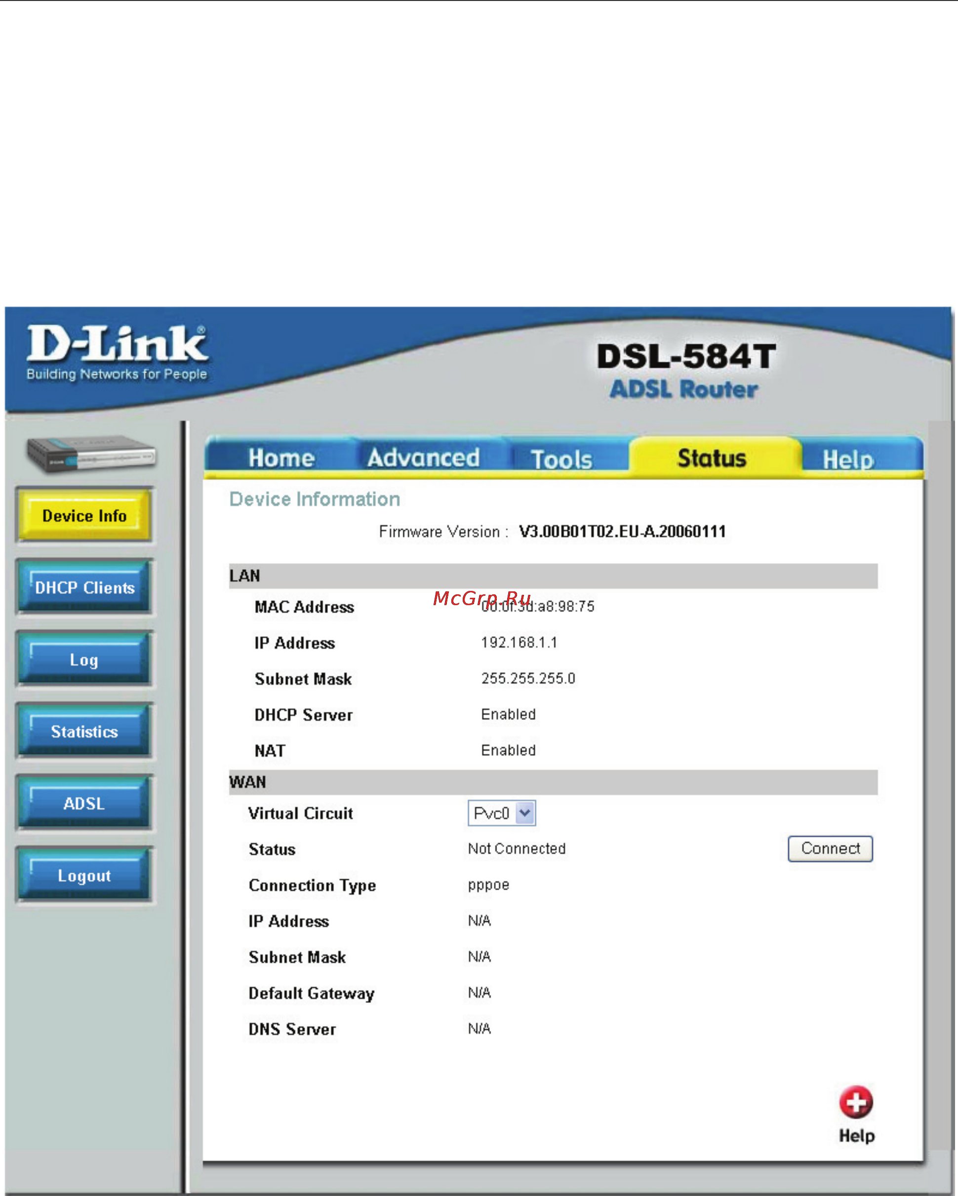 D-Link DSL-584T [85/101] Status