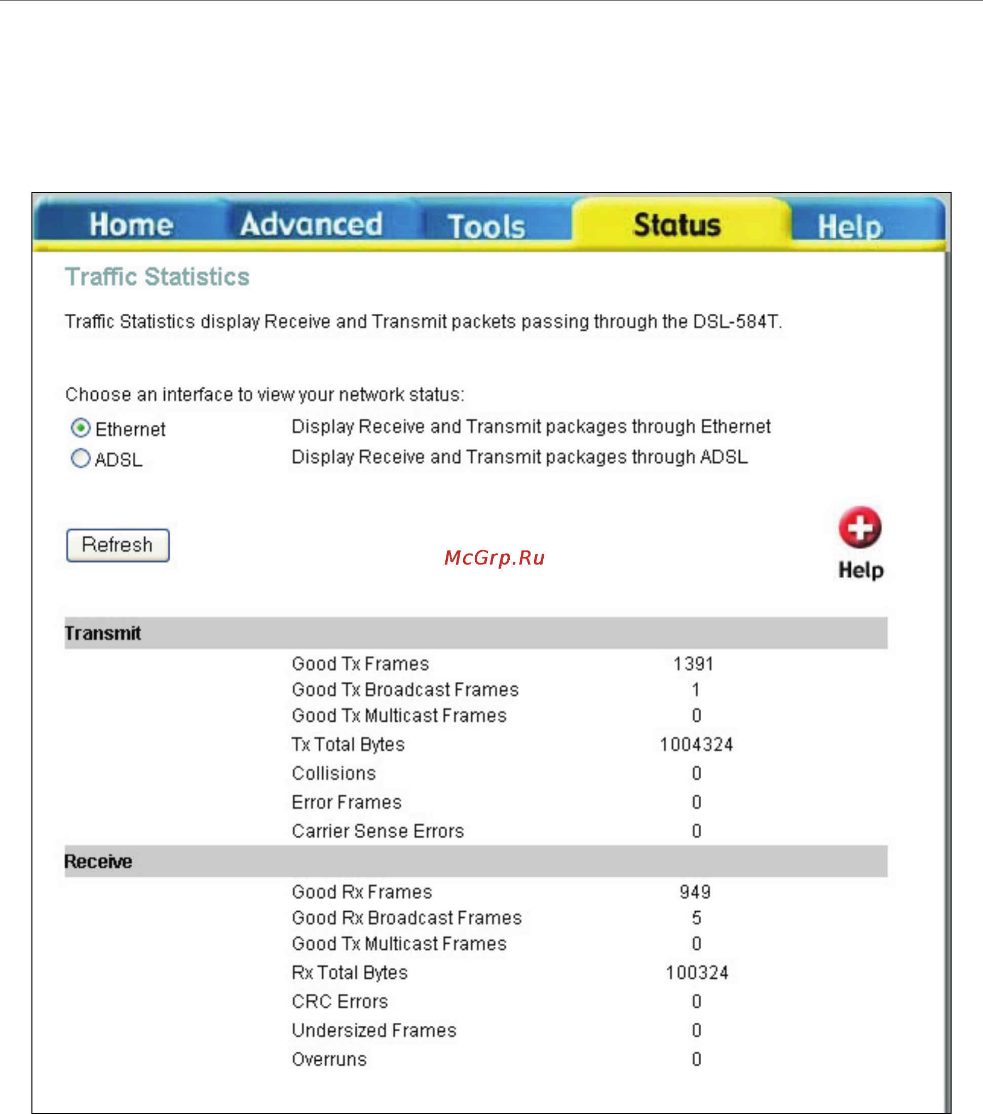 D-Link DSL-584T [88/101] Statistics