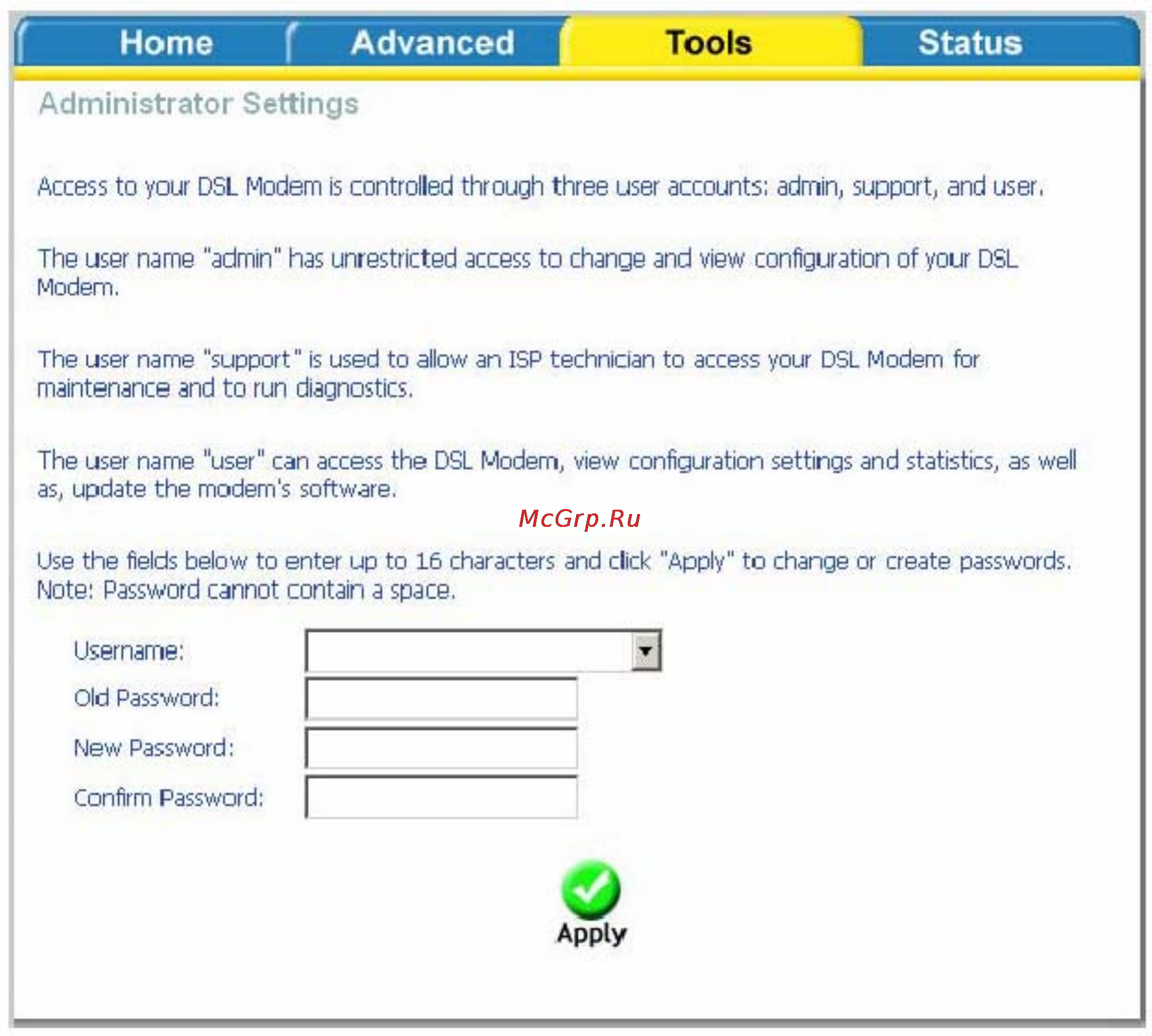 D-Link DSL-2300U [29/49] Access control контроль доступа admin администратор