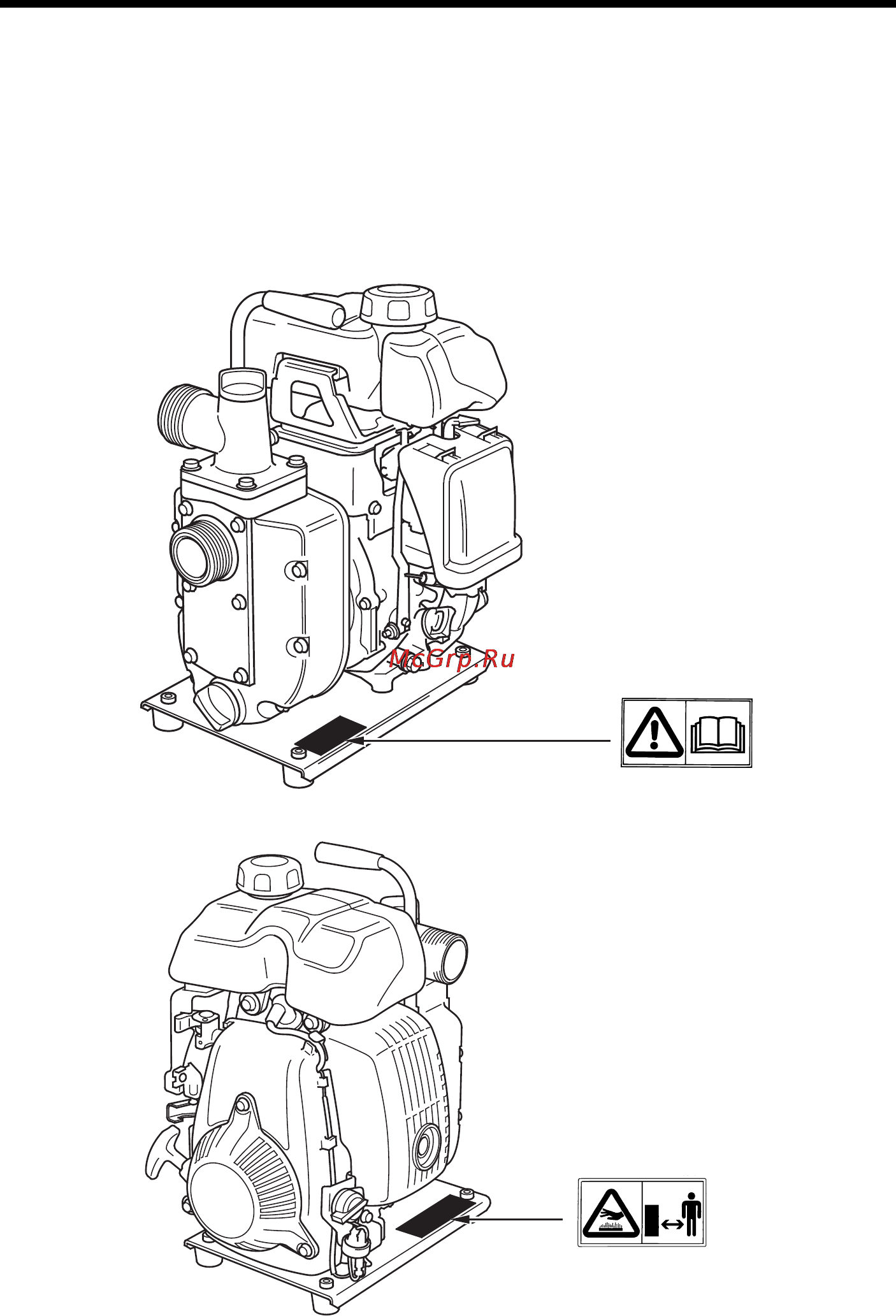 Honda WX15 [6/38] Расположение предупреждающих табличек