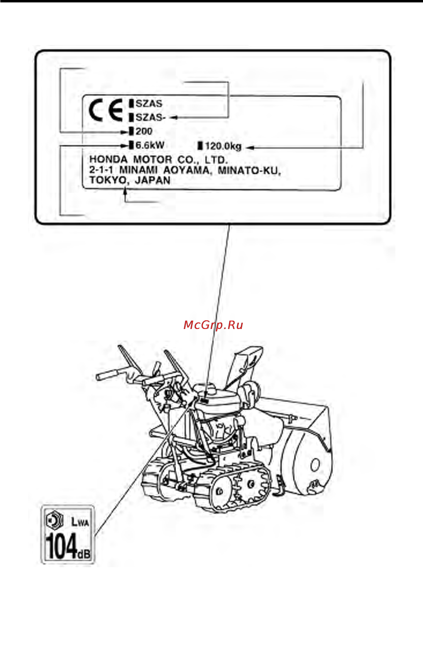 Honda HS970 [10/72] Расположение сертификационной таблички се