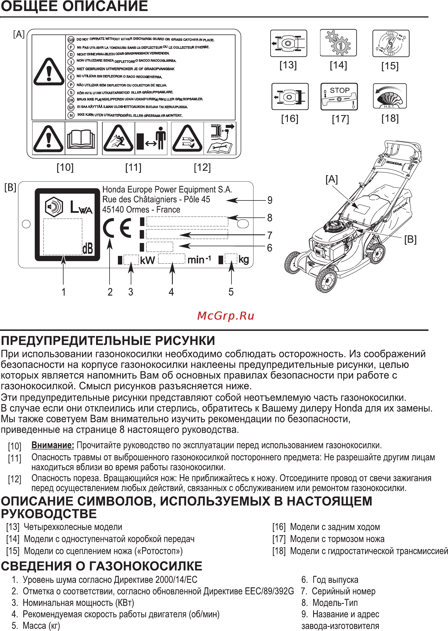 Honda HRX426C Инструкция по эксплуатации онлайн [9/46] 16696