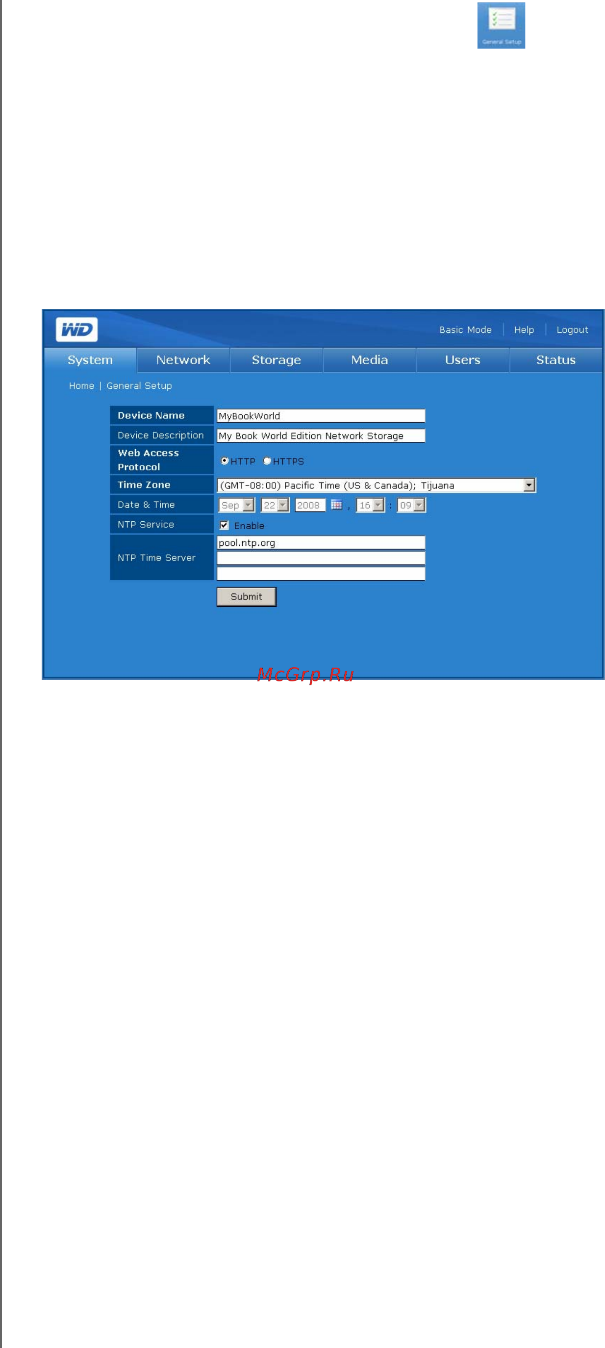 Western Digital WDH1NC10000E 1TB WORLD EDITION [117/217] General setup основные настройки