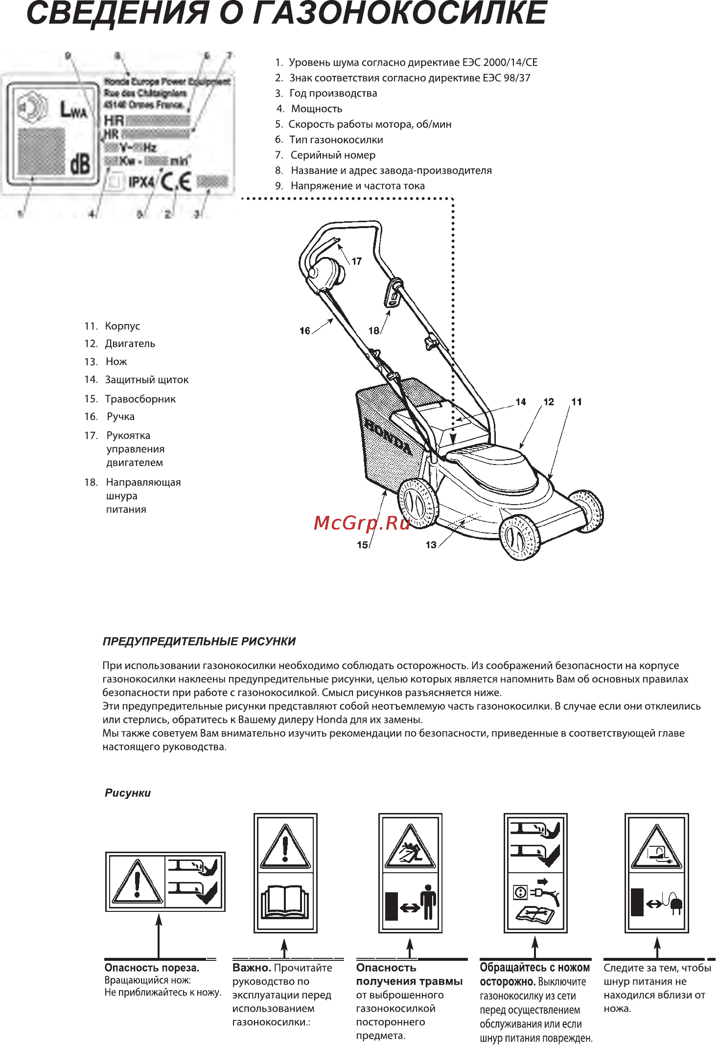 Honda HRE330 Инструкция по эксплуатации онлайн [2/8] 16734