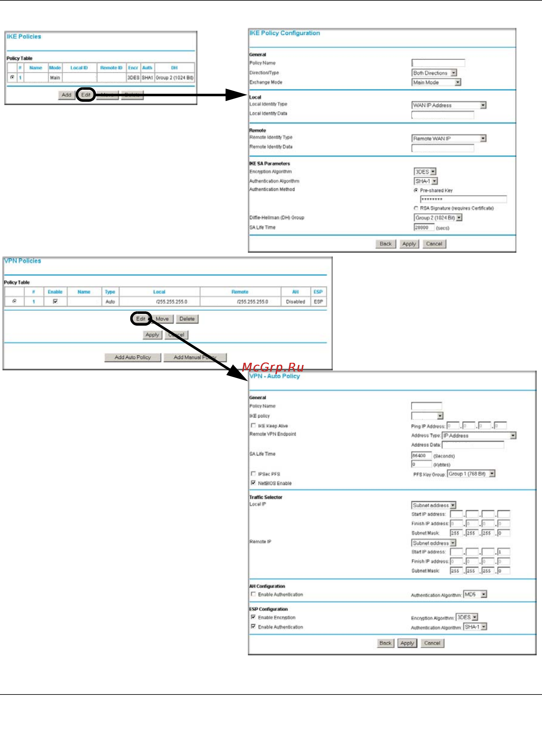 Netgear DG834G [180/204] Click ike policies under vpn to invoke this screen
