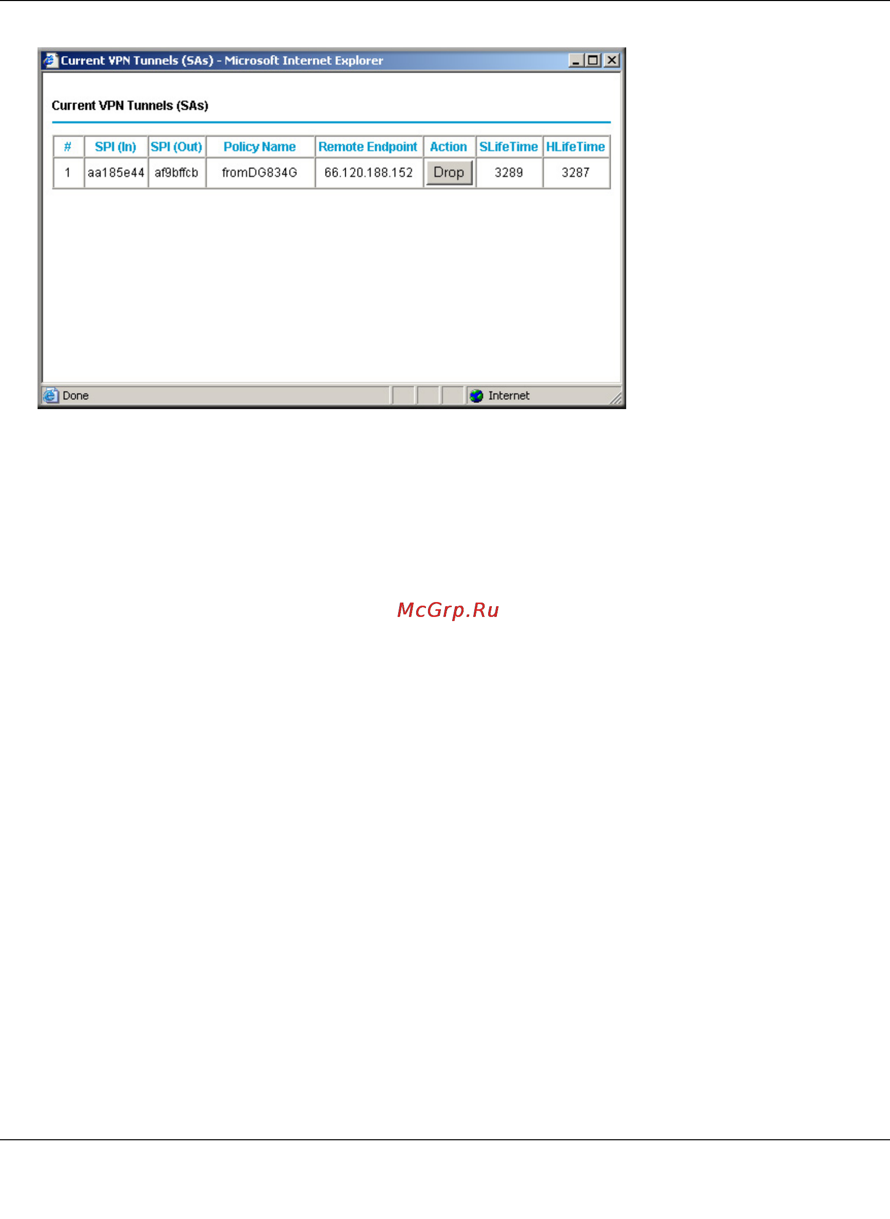 Netgear DG834G [203/204] Current vpn tunnels sas screen