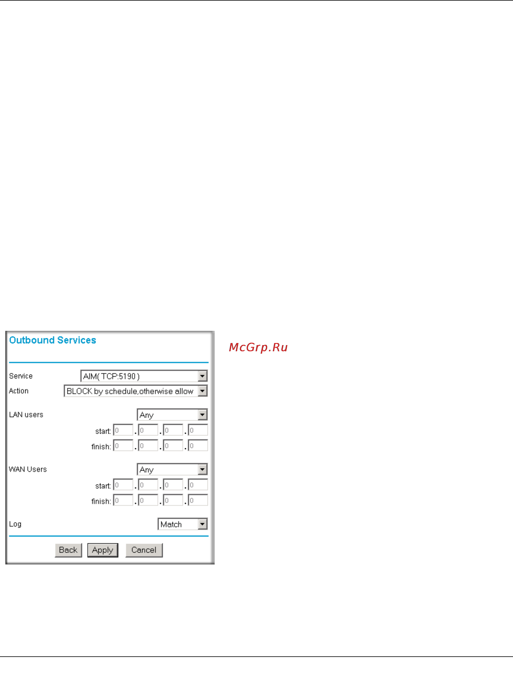 Netgear DG834G [68/204] Outbound rules service blocking