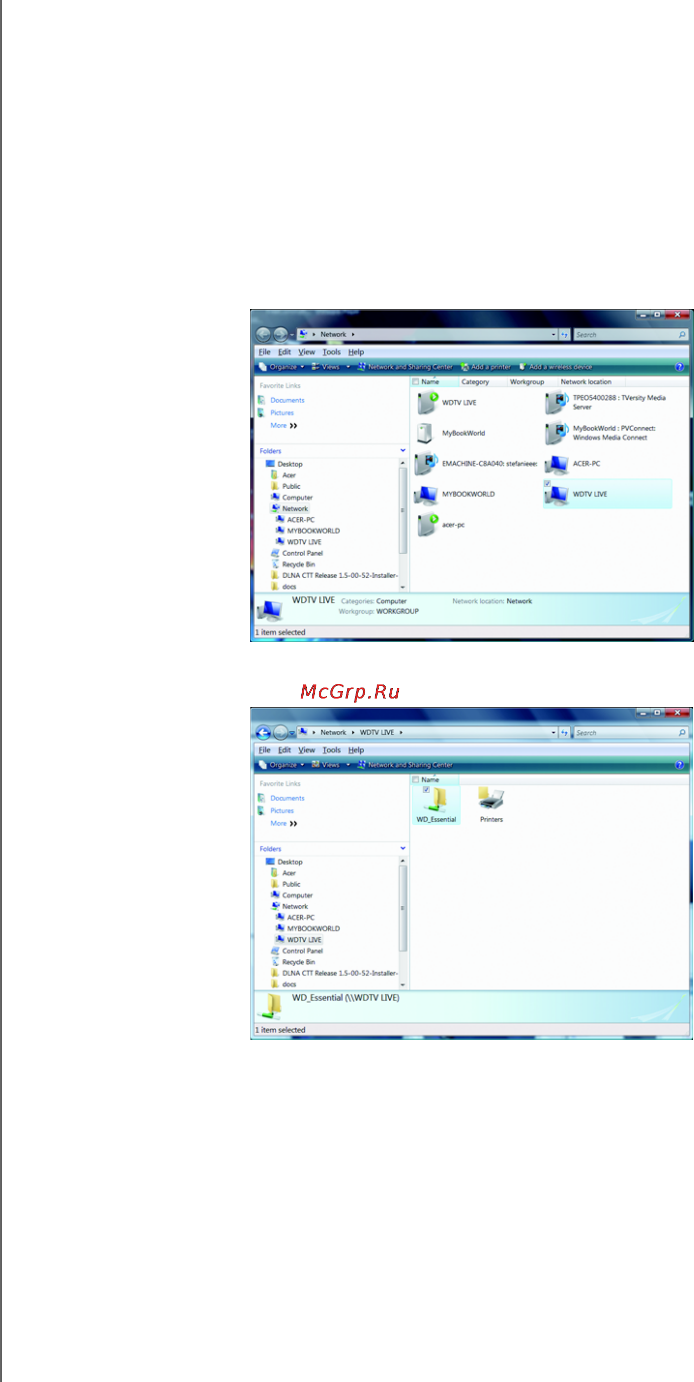 Western Digital WD TV LIVE [78/183] Перемещение файлов между медиаплеером и компьютером под windows vista windows 7