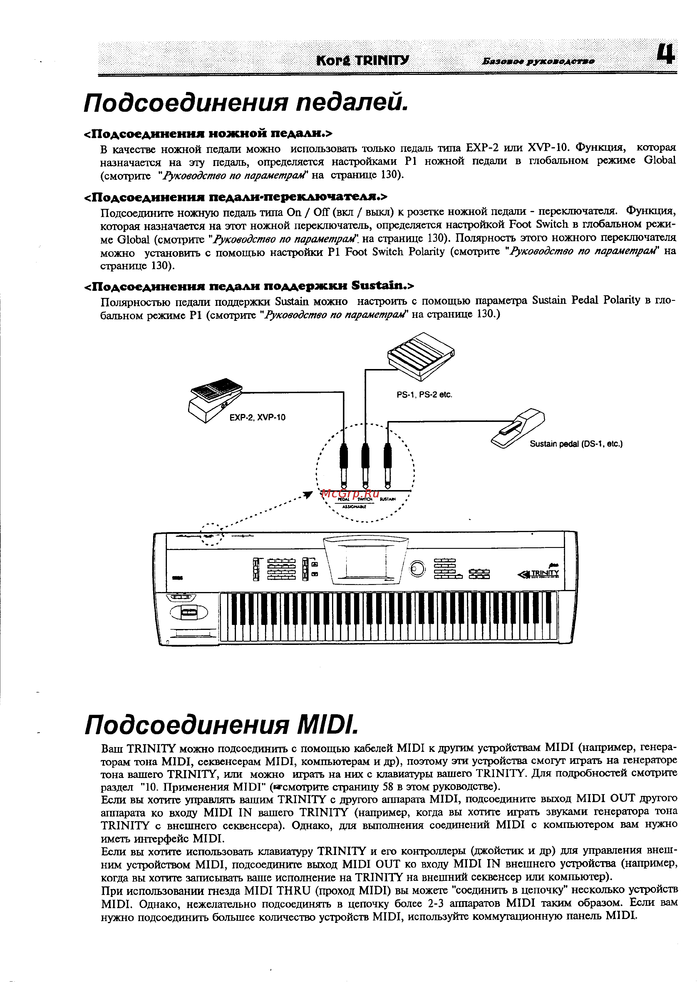 Korg Trinity [9/81] Подсоединения midi