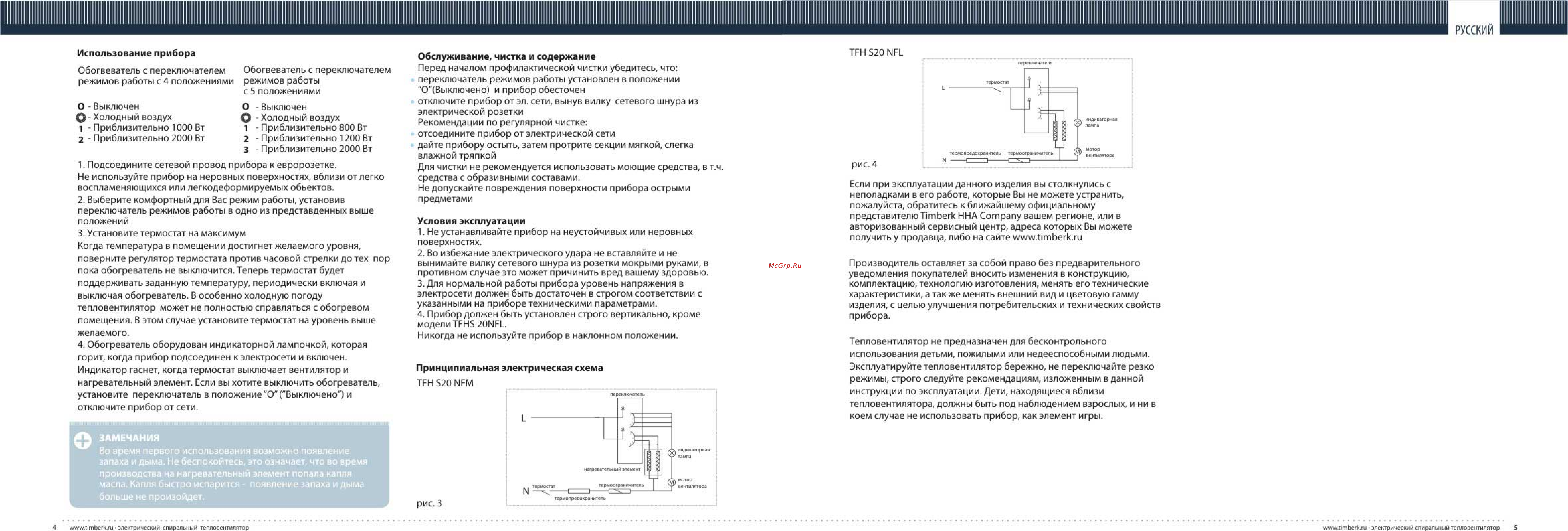 Timberk TFH S20NFL [3/6] Использование прибора