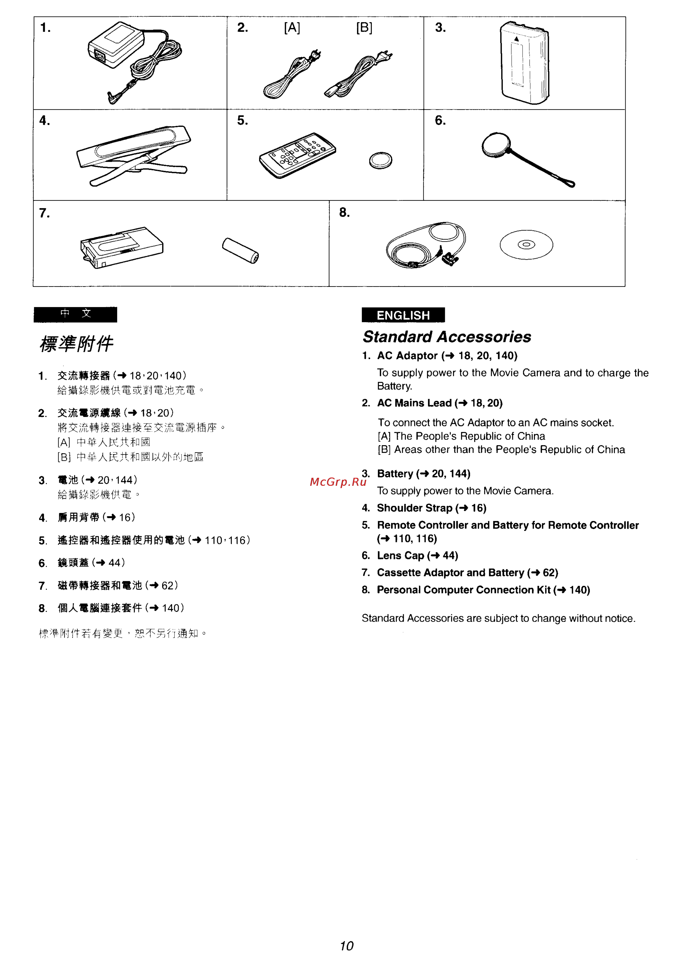 Panasonic NV-VZ75ENC [6/147] Standard accessories
