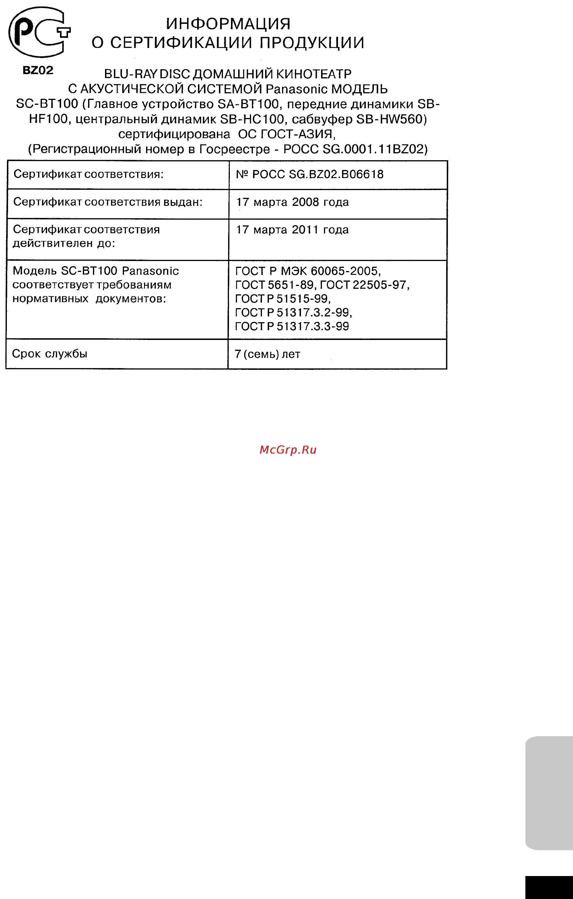 Panasonic SC-BT100 [47/96] Ссылки