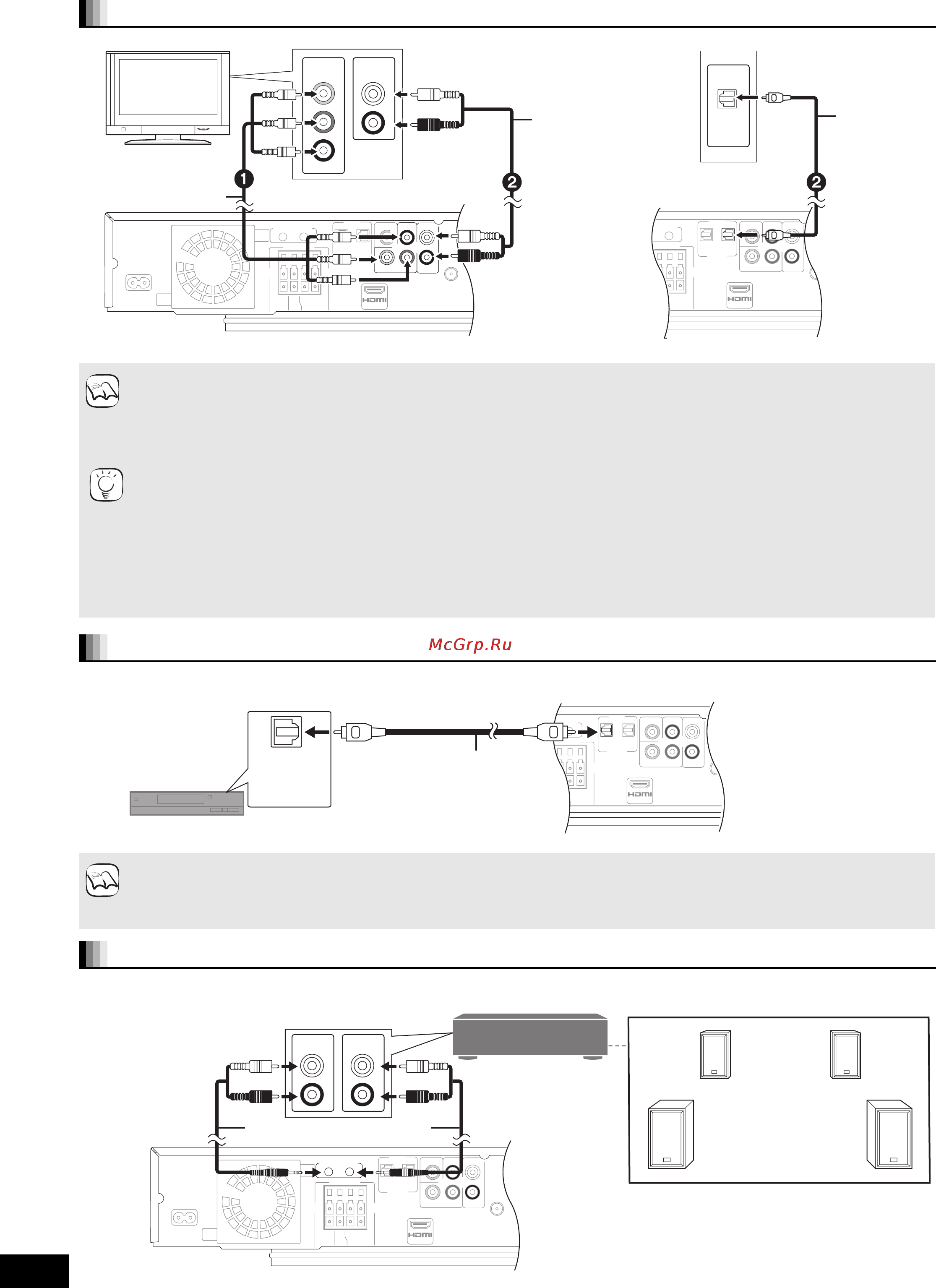Panasonic SC-BT100 [8/96] Подключение к усилителю через терминалы surround и surround back