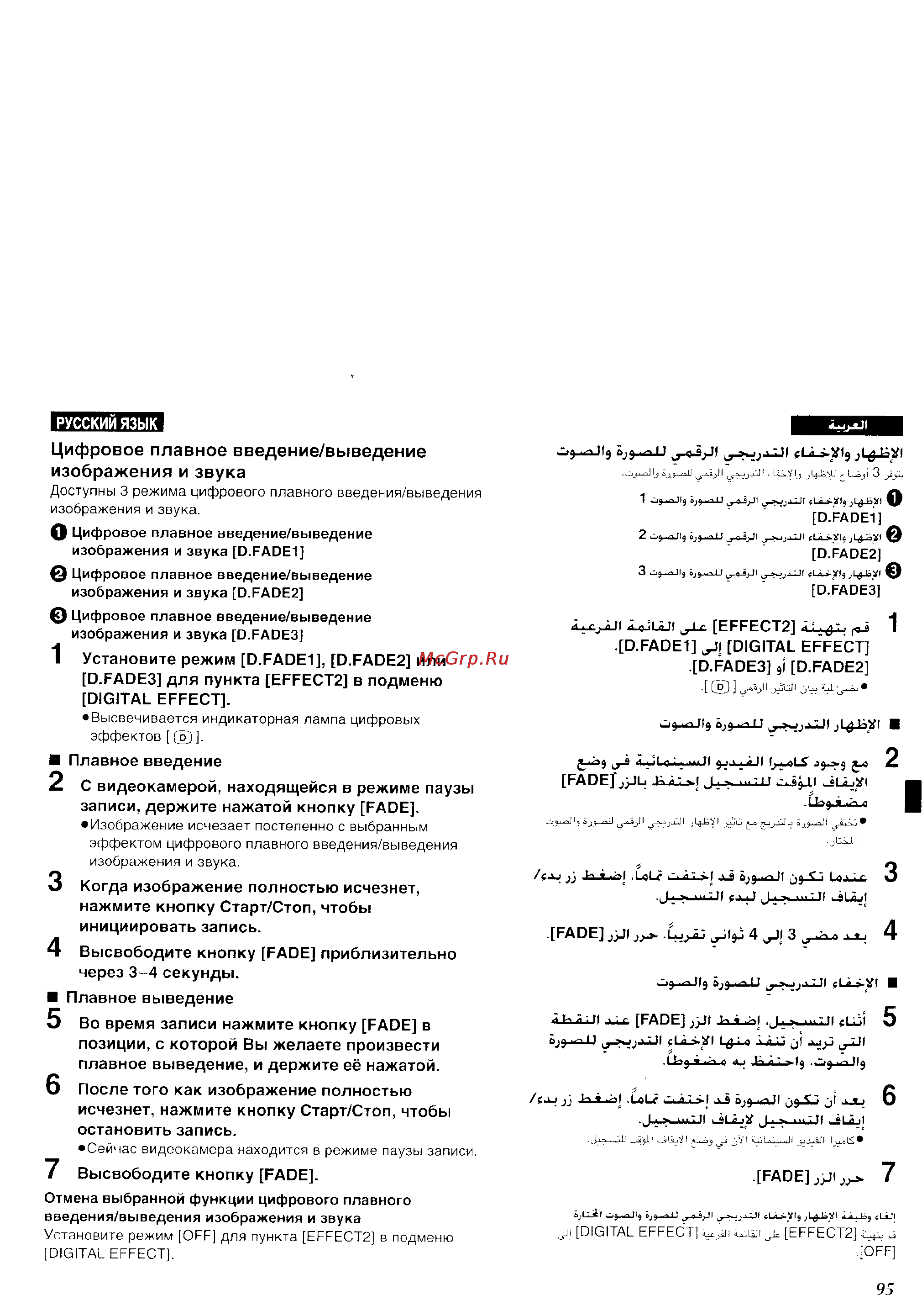 Panasonic NV-VZ1ENH [90/158] Цифровое плавное введение выведение изображения и звука