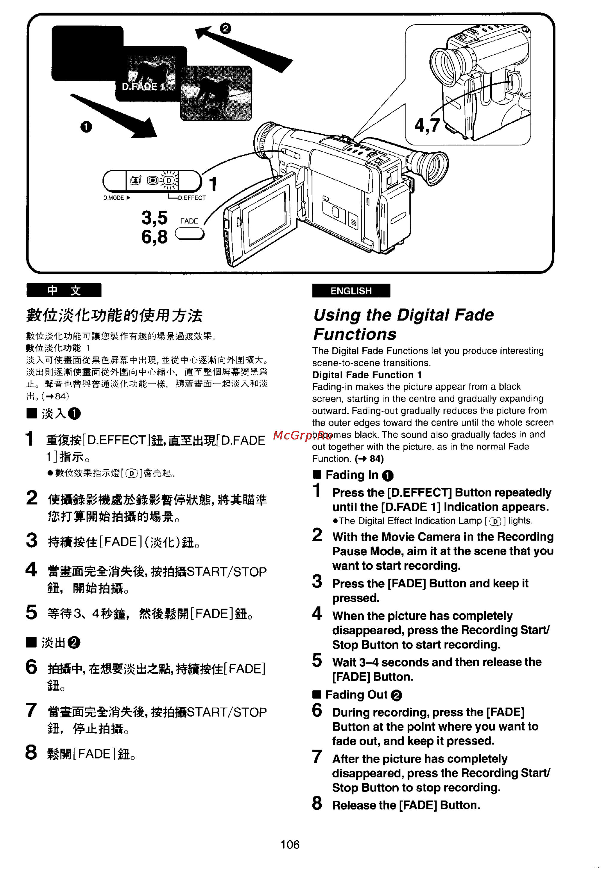 Panasonic NV-VX77EN [102/169] Using the digital fade functions