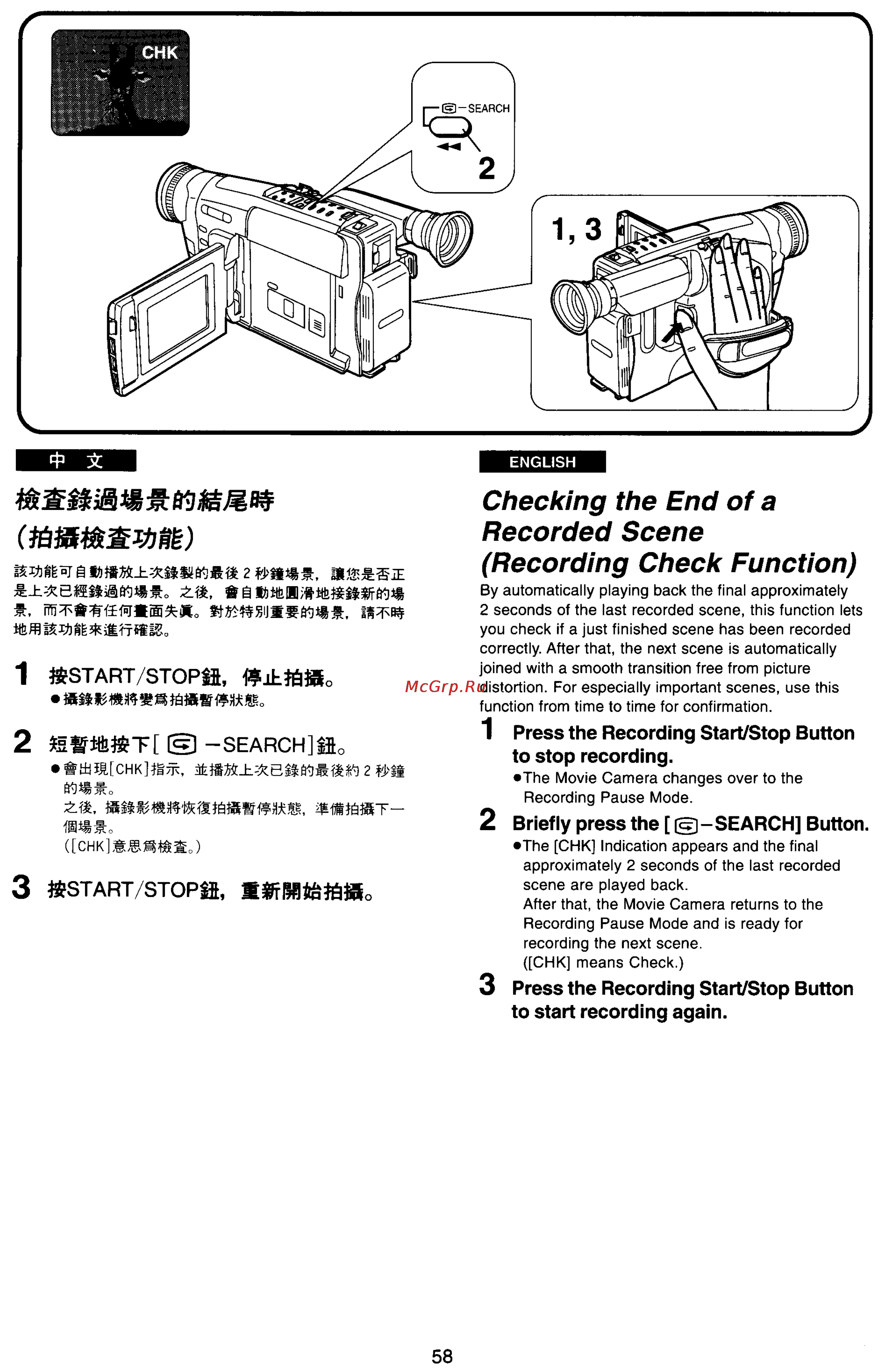 Panasonic NV-VX33EN [54/170] Checking the end of a recorded scene recording check function