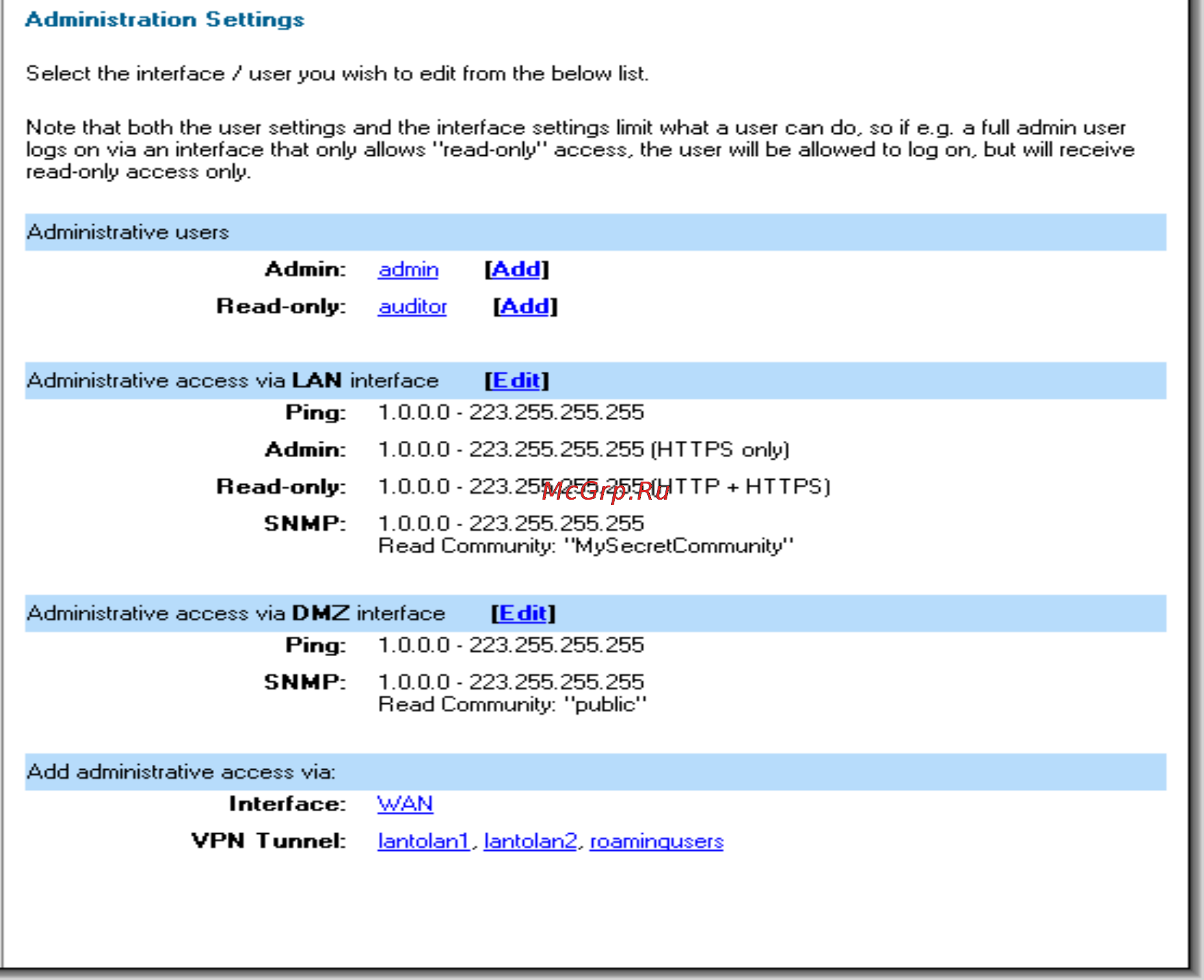 D-Link DFL-210 [12/133] Administration settings