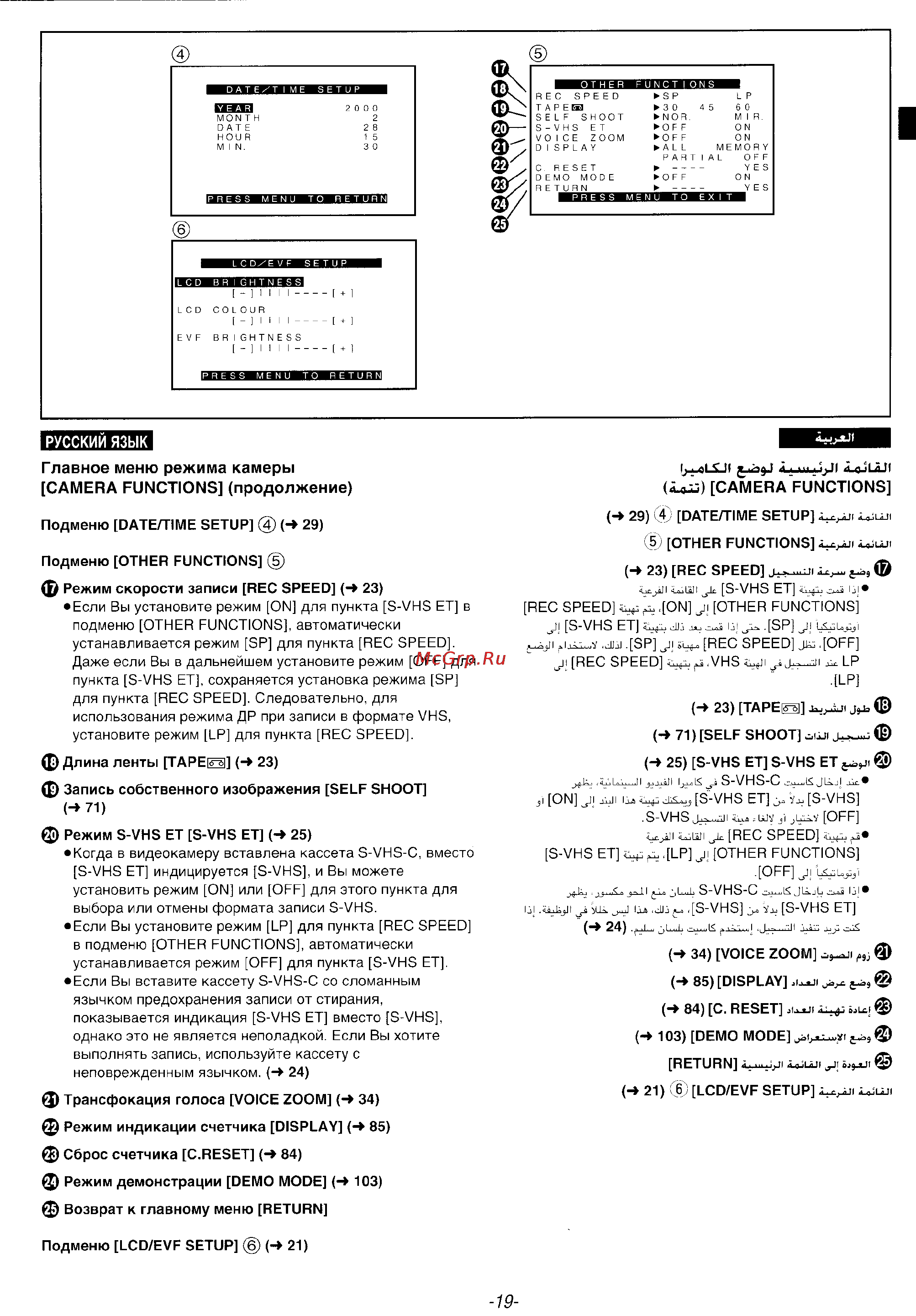 Panasonic NV-VS5EN [19/107] Русским язык