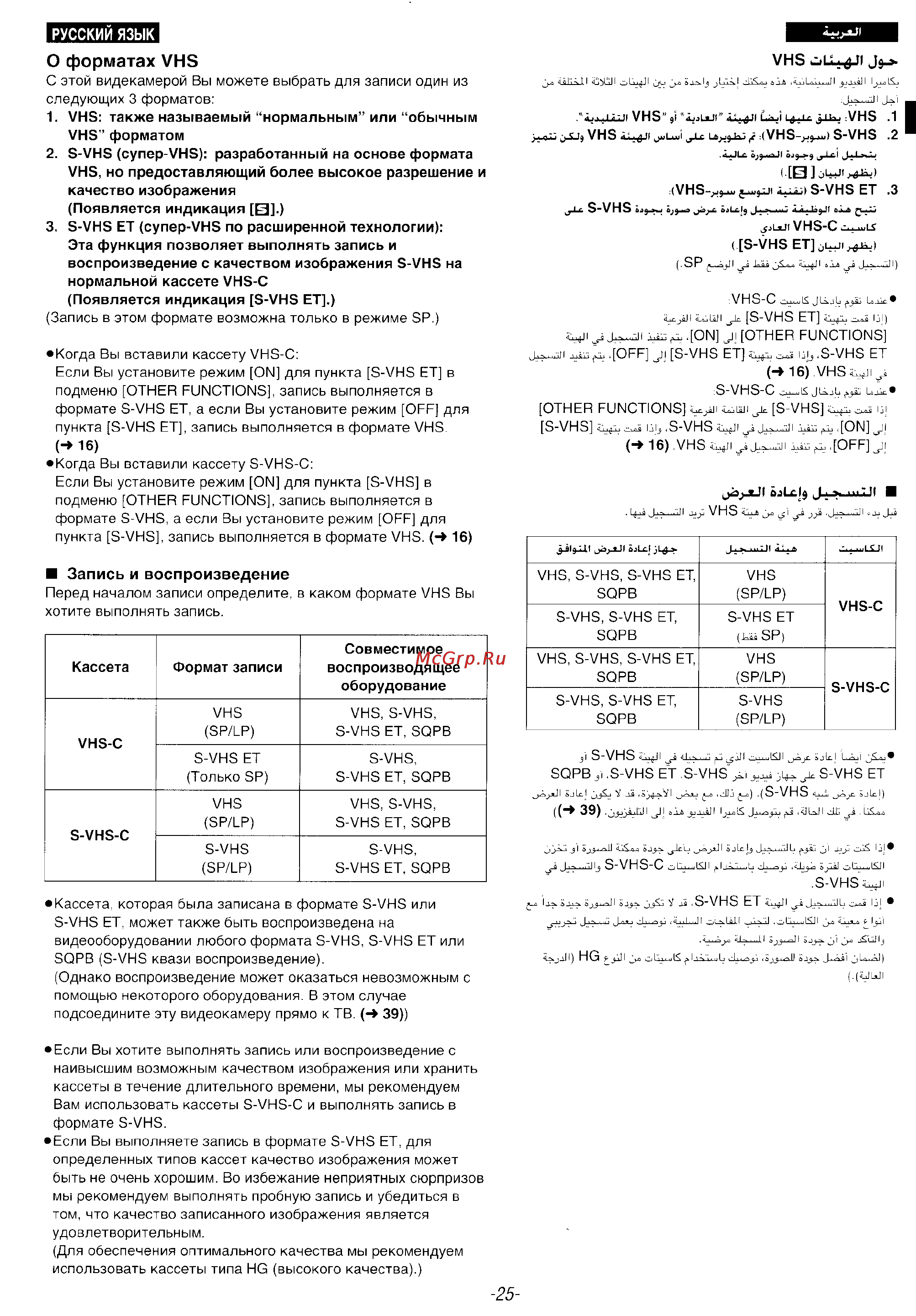 Panasonic NV-VS5EN [25/107] Русский язык