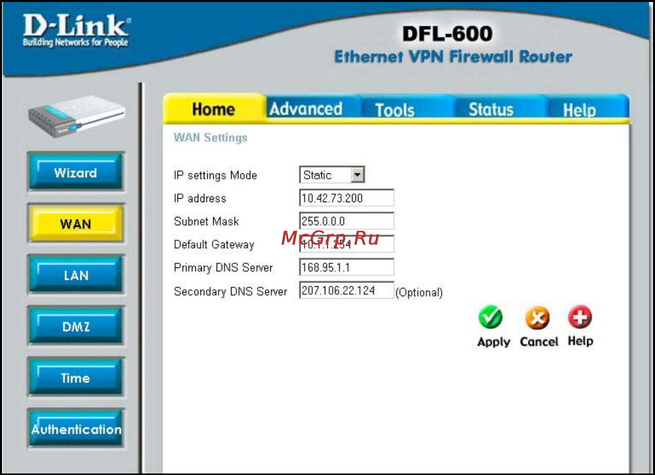 D-Link DFL-600 [21/113] Wan settings
