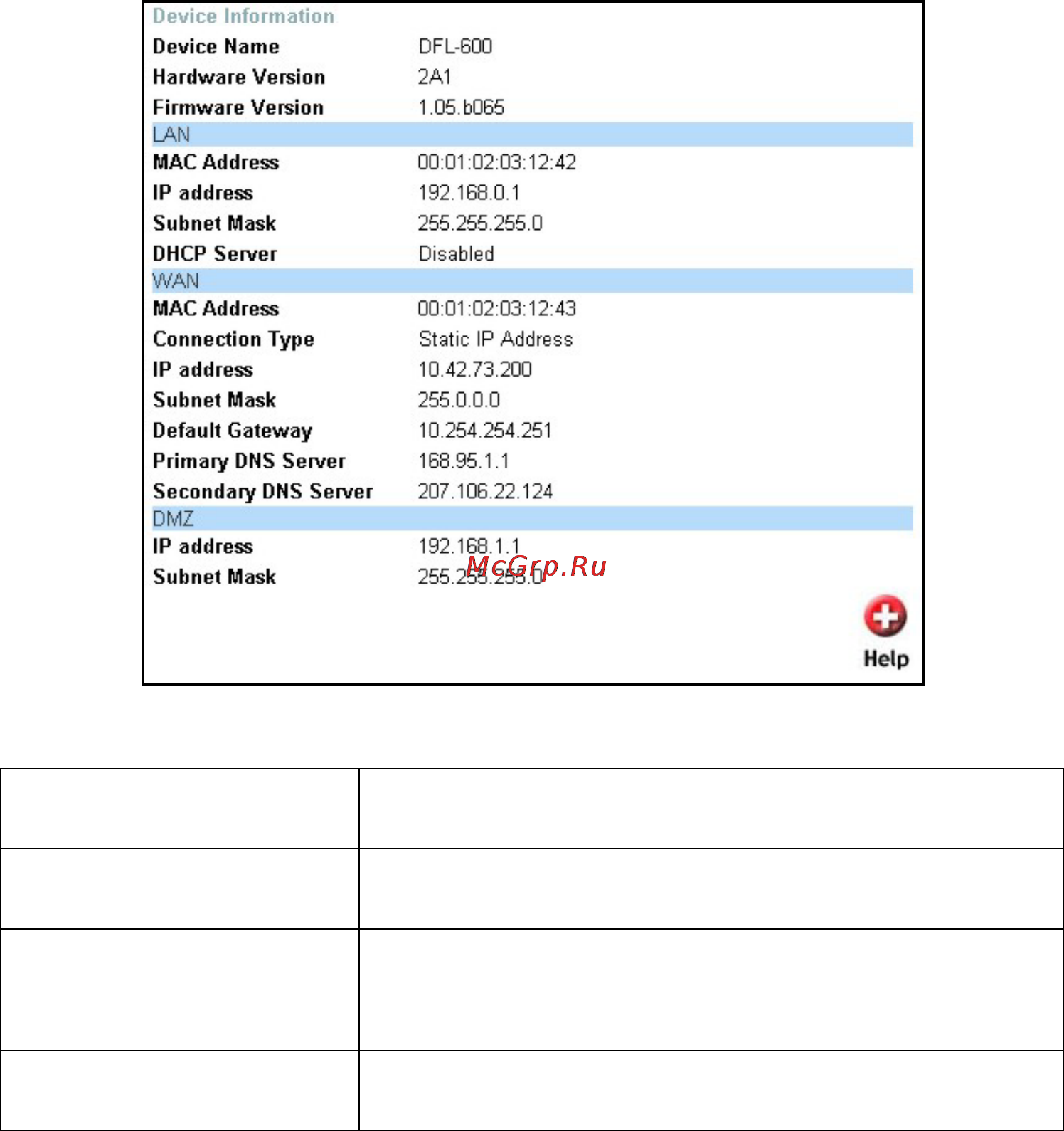 D-Link DFL-600 [82/113] Status device info