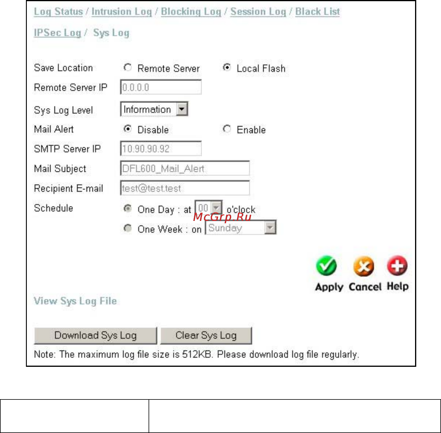 D-Link DFL-600 [90/113] Sys log
