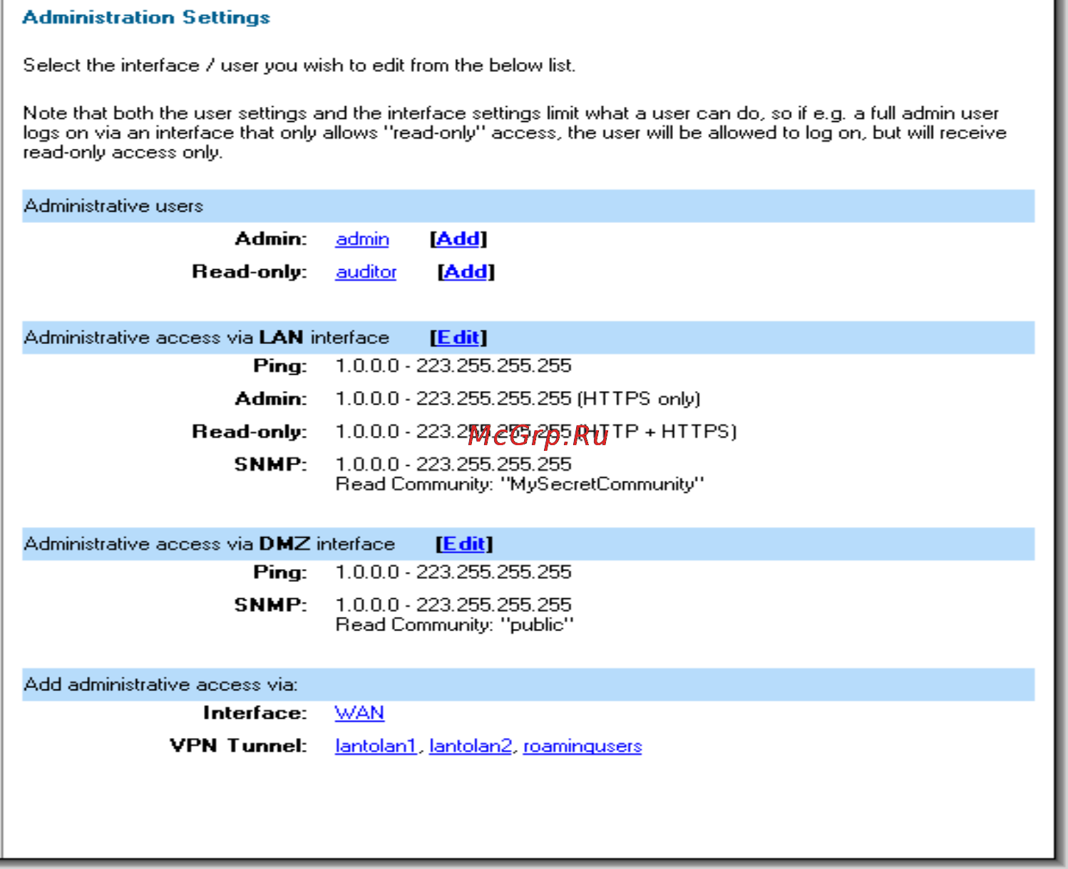 D-Link DFL-700 [12/131] Administration settings