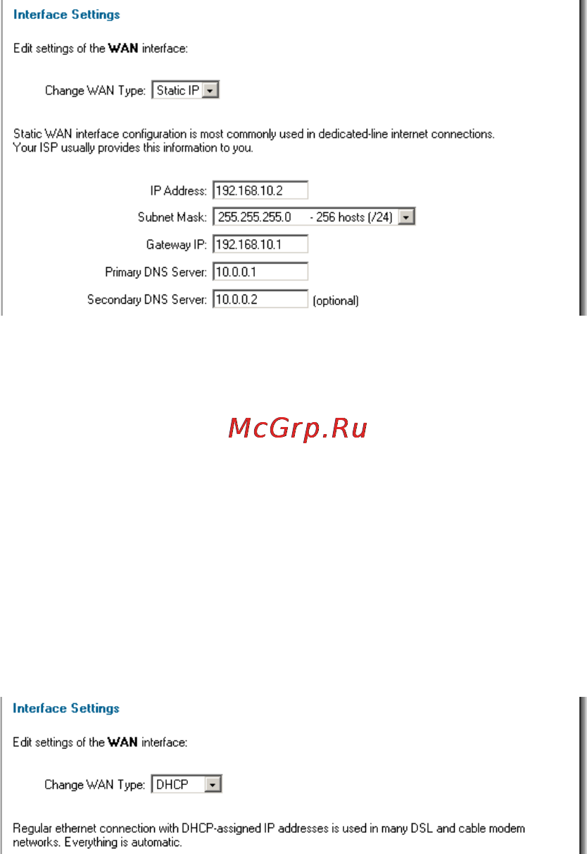 D-Link DFL-700 [16/131] Wan interface settings using dhcp