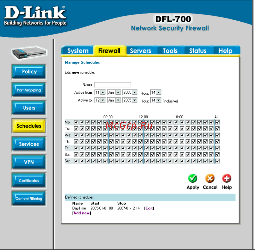 D-Link DFL-700 [43/131] Schedules