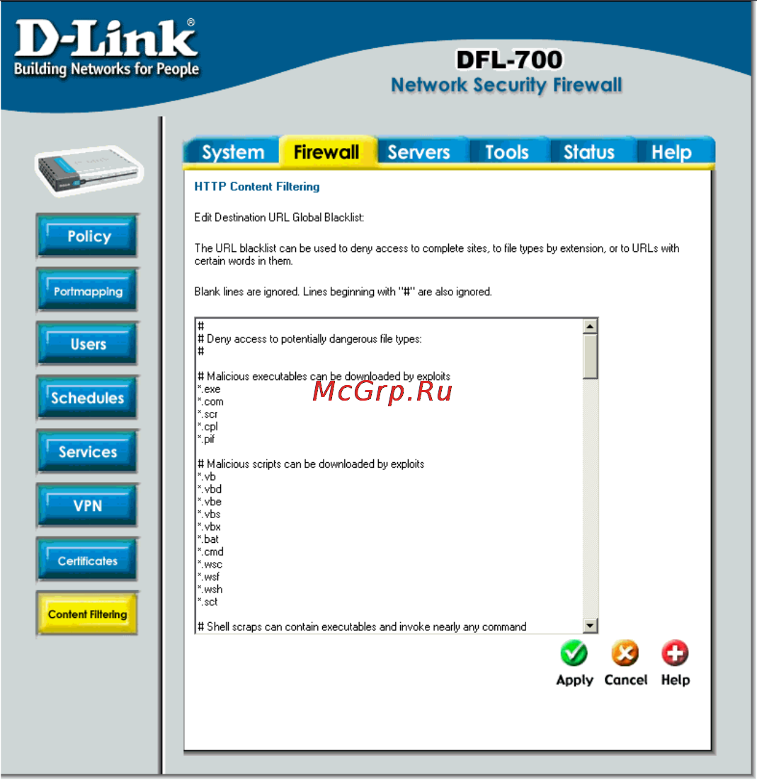 D-Link DFL-700 [62/131] Edit the url global blacklist
