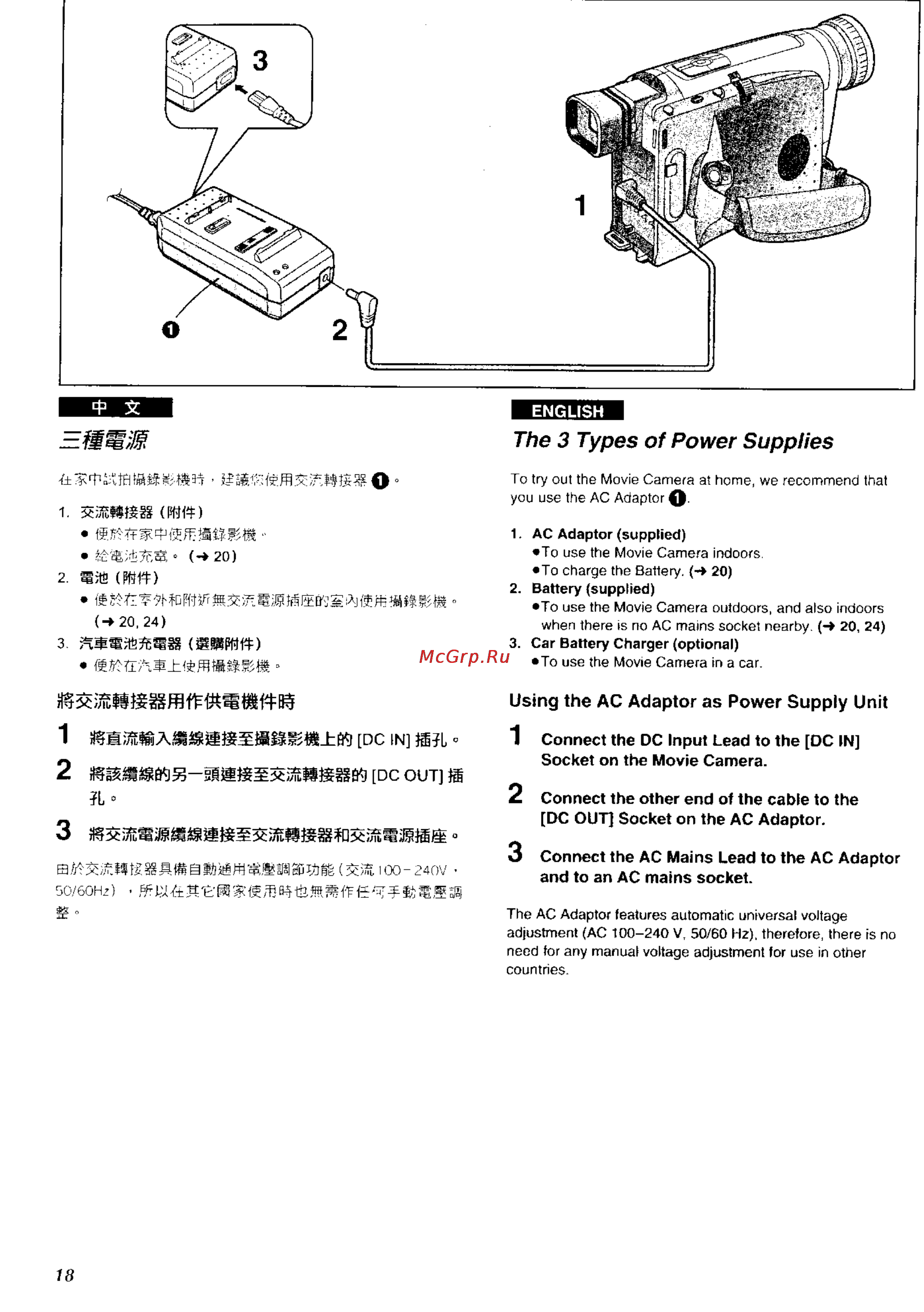 Panasonic NV-RZ2EN [14/149] The 3 types of power supplies