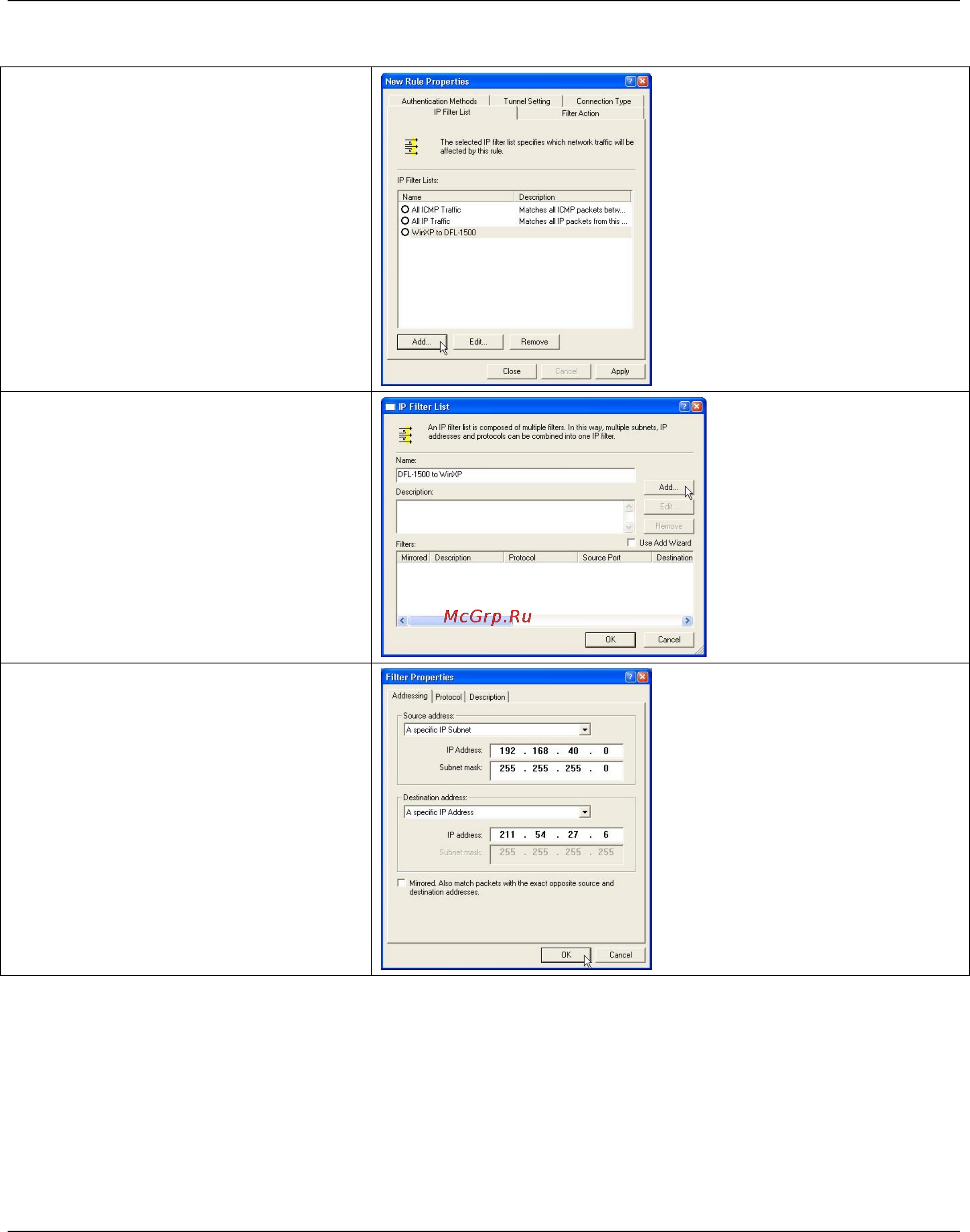 D-Link DFL-1500 [180/271] Add a filter rule from dfl 1500 to winxp
