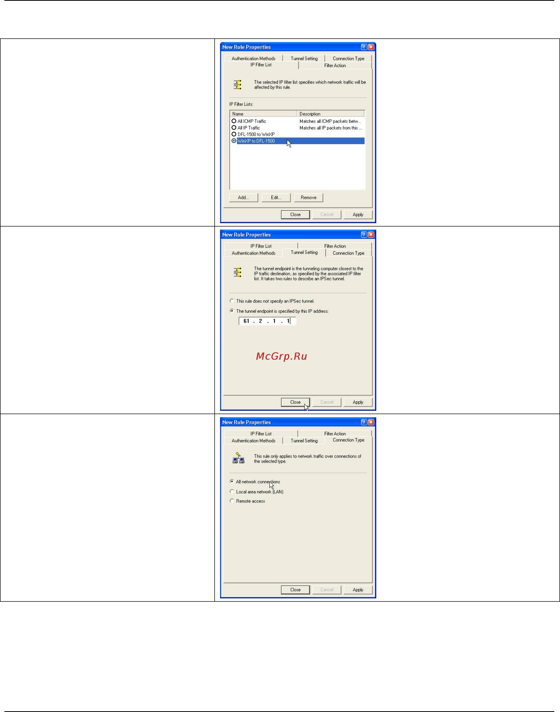 D-Link DFL-1500 [182/271] Configure a rule for winxp client to dfl 1500