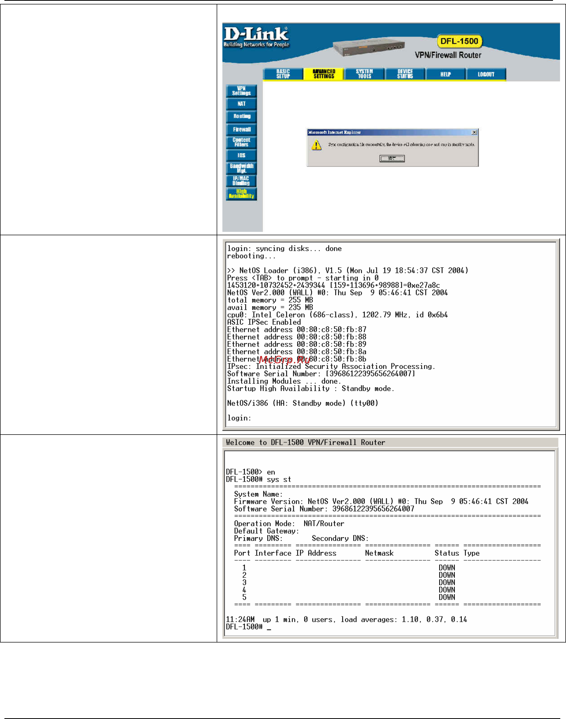 D-Link DFL-M510 [229/271] Dfl 900 1500 user manual chapter 27 high availability